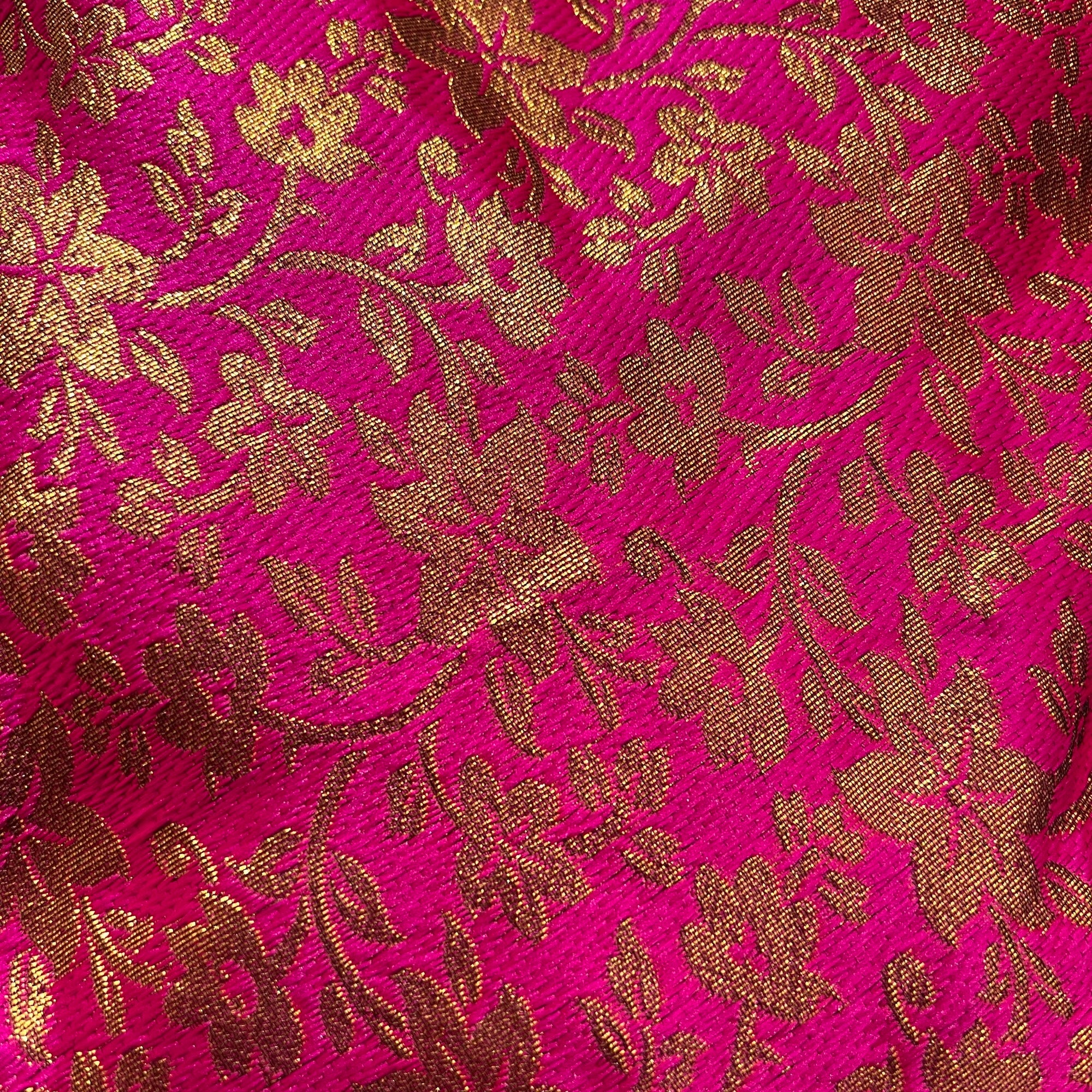 DT Bright Pink Brocade Floral Lehengas- 2 Styles/Lengths - Vintage India NYC