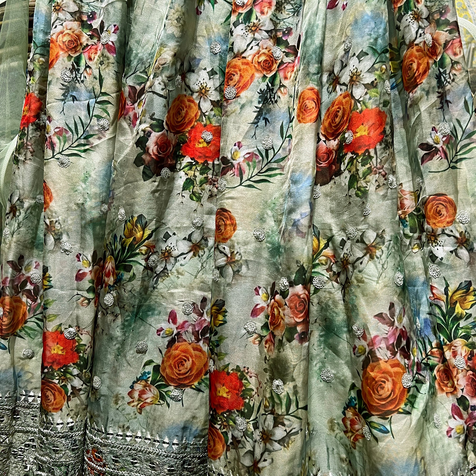 DT Mint Floral Lehenga Set - Vintage India NYC