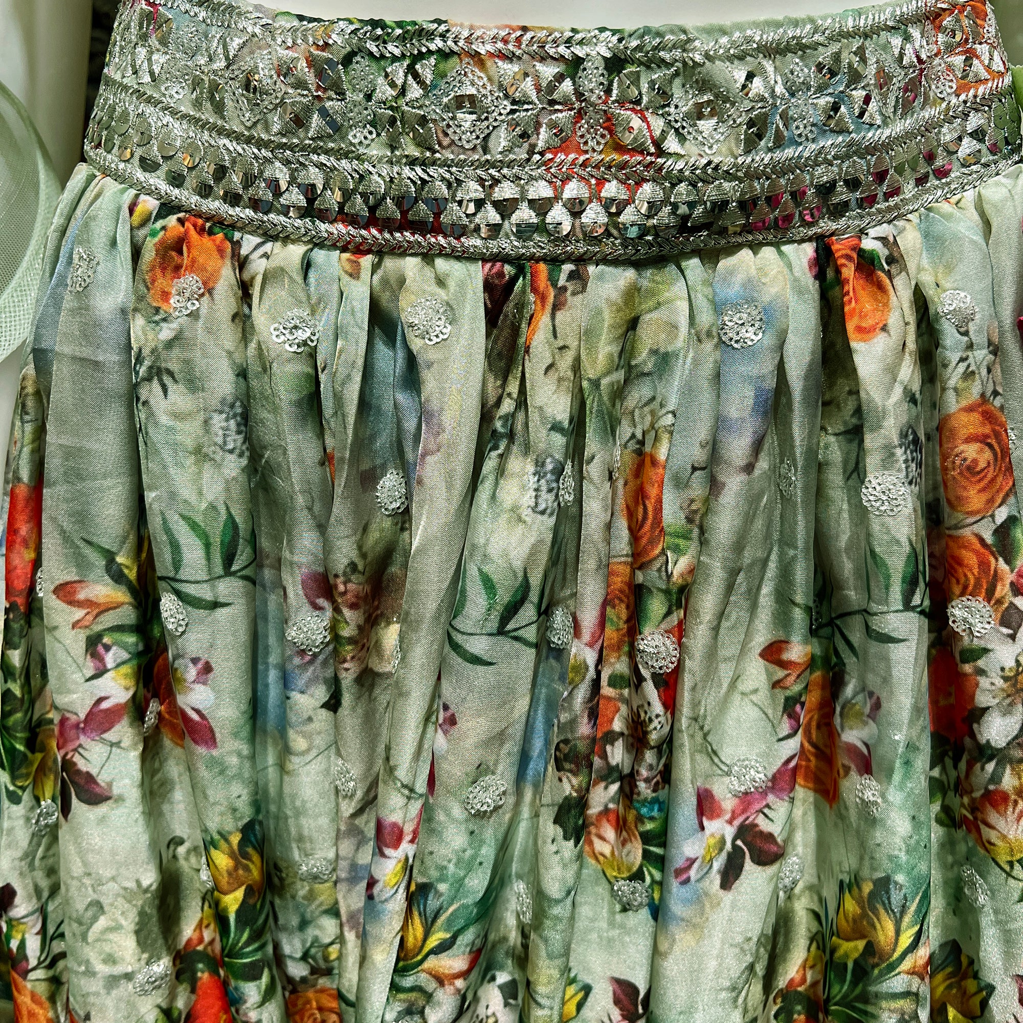 DT Mint Floral Lehenga Set - Vintage India NYC
