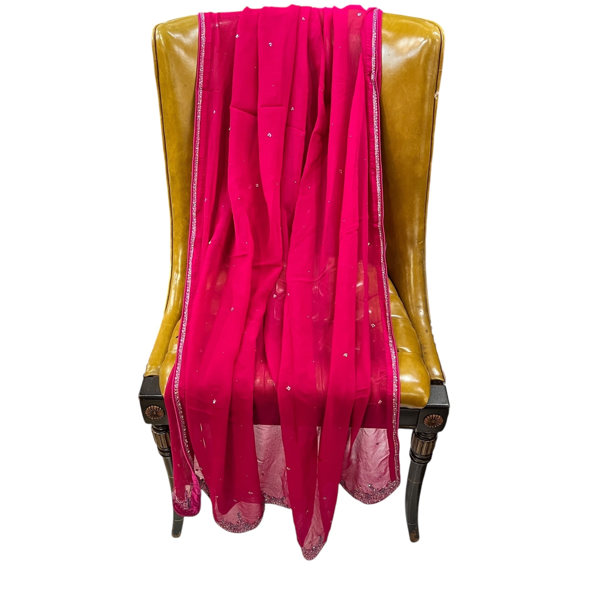 Dark Pink Sequin Dupatta 9004 - Vintage India NYC