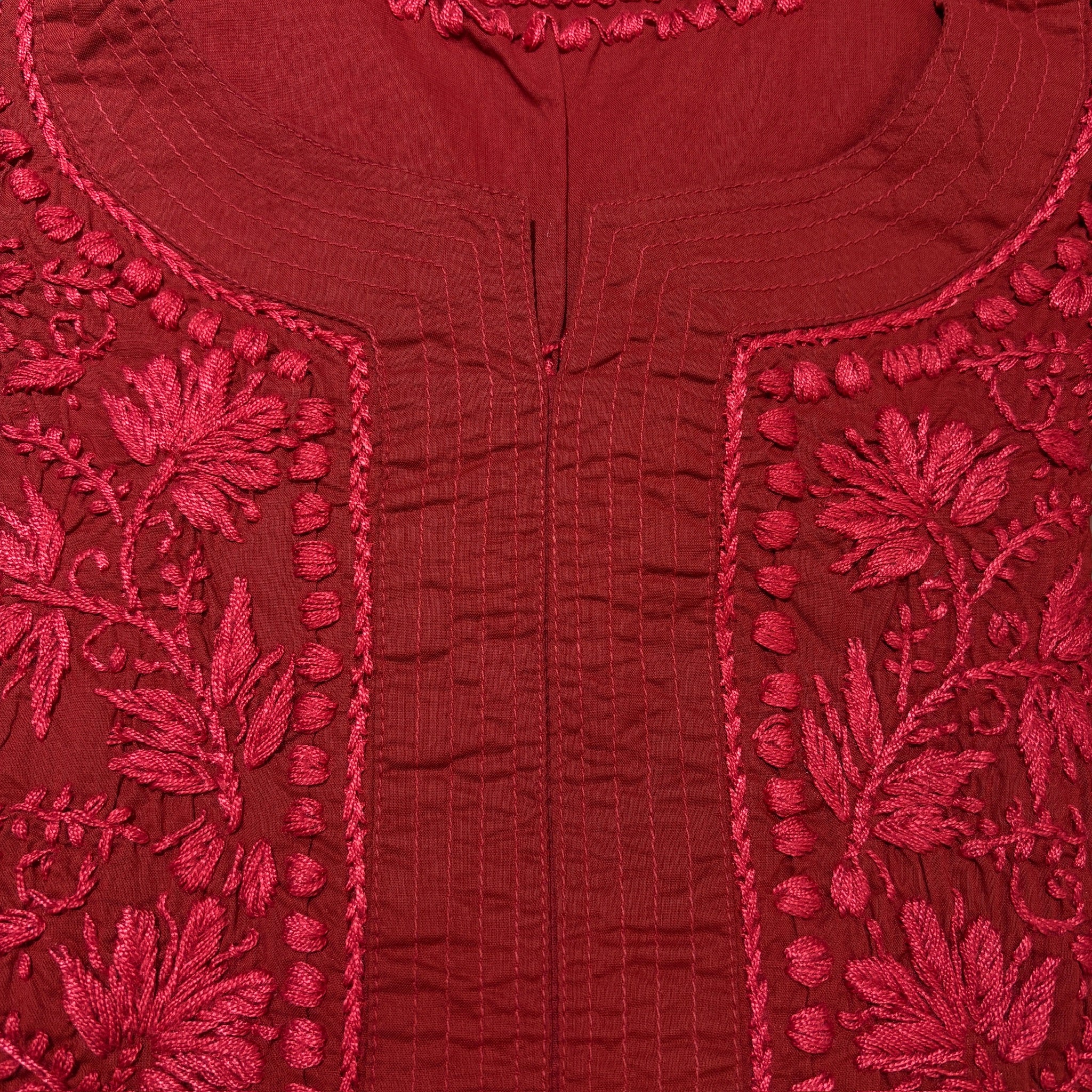 MA Short Embroidered Cotton Kurti-Size 36