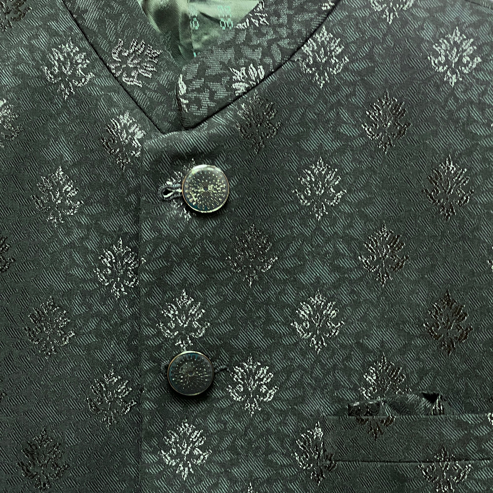 Dark Green Botanical Jodhpuri Jacket