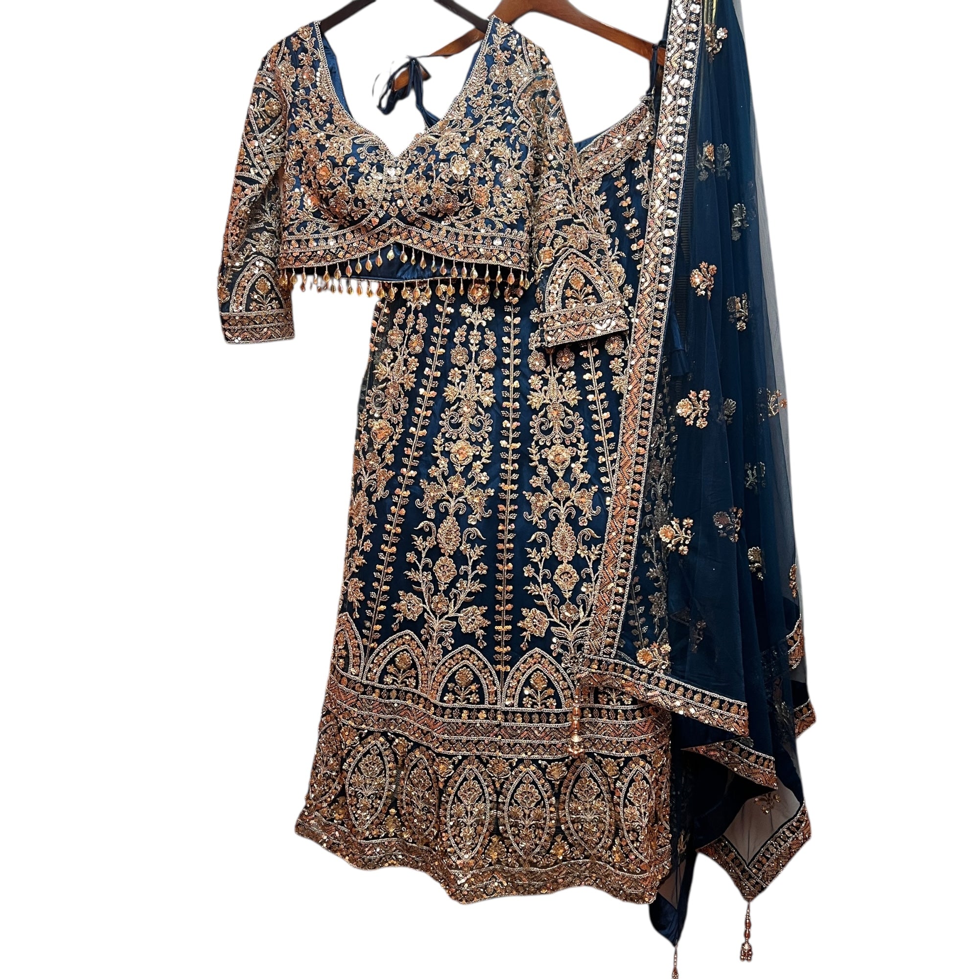 Handwork Heavy Work Semi Bridal Lehenga Sets-4 Colors - Vintage India NYC
