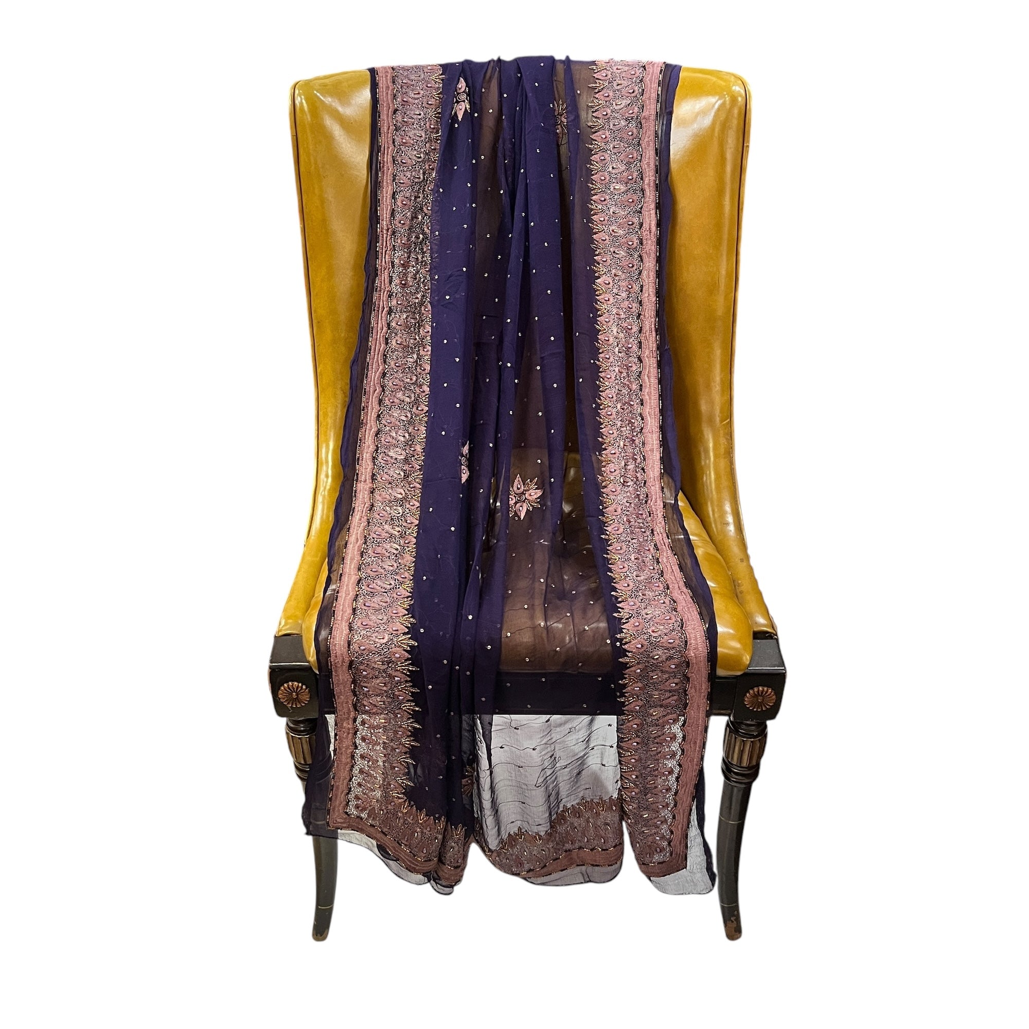 Deep Purple Embroidered Dupatta 9051 - Vintage India NYC