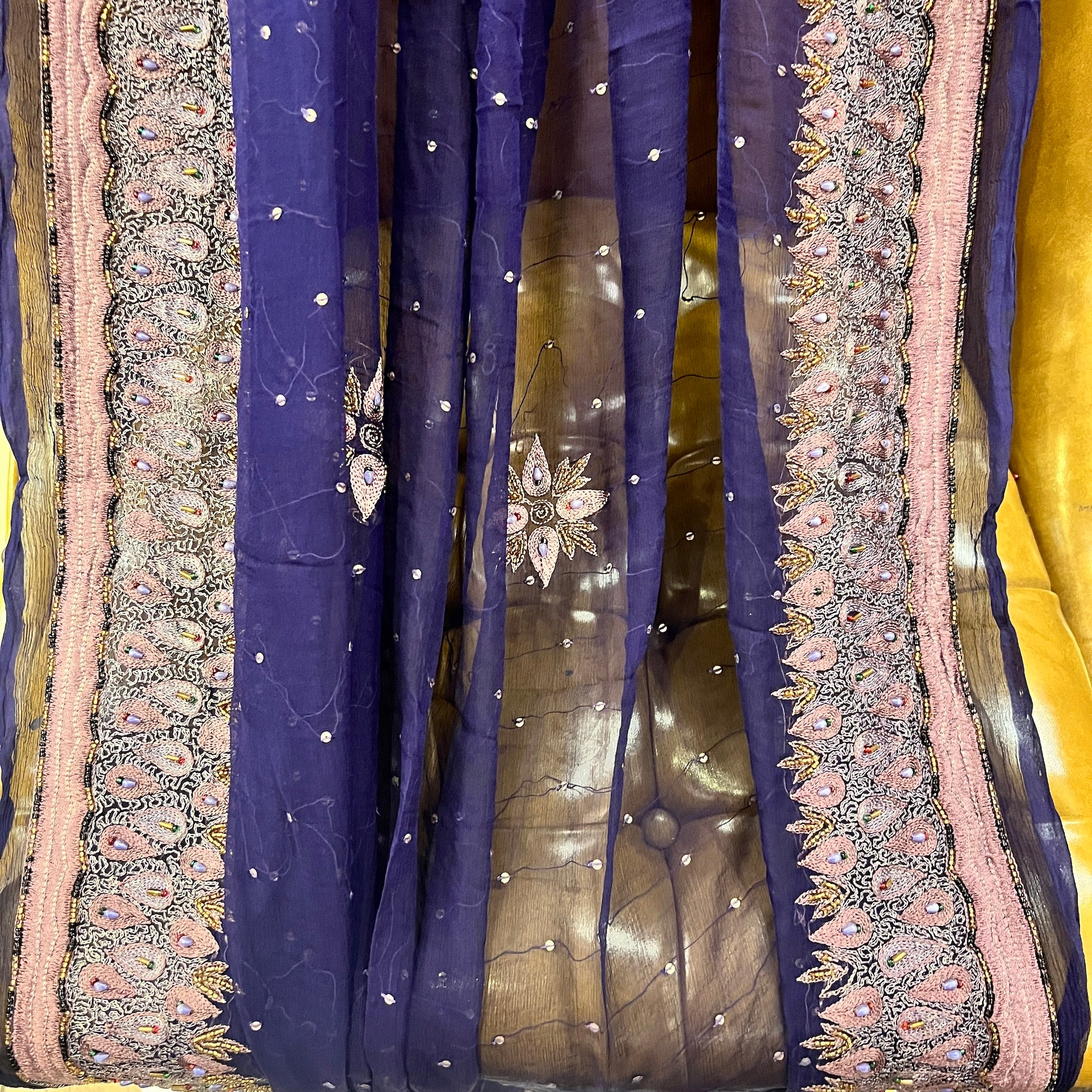 Deep Purple Embroidered Dupatta 9051 - Vintage India NYC