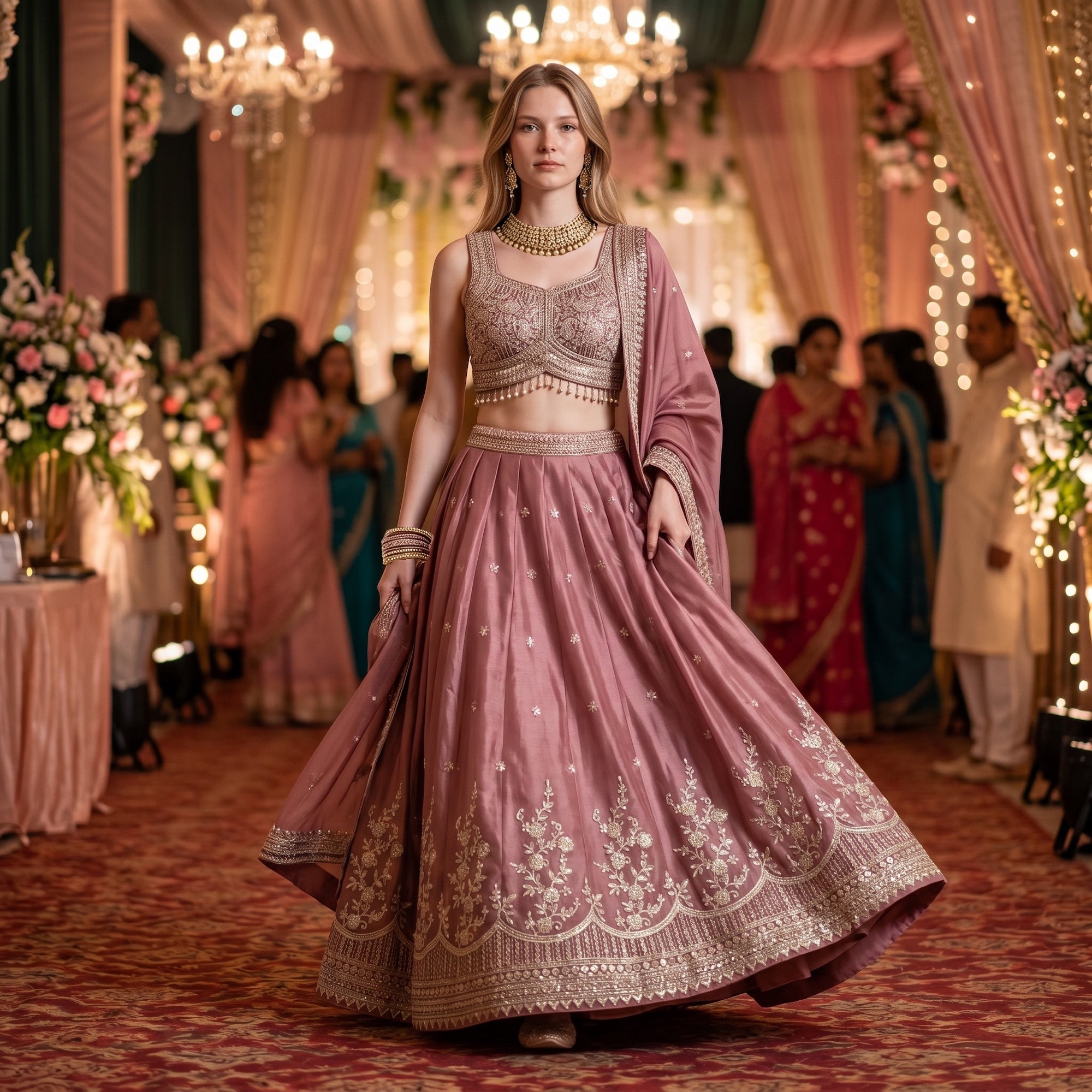 Silk Embroidered Lehenga Sets- Muted Colors