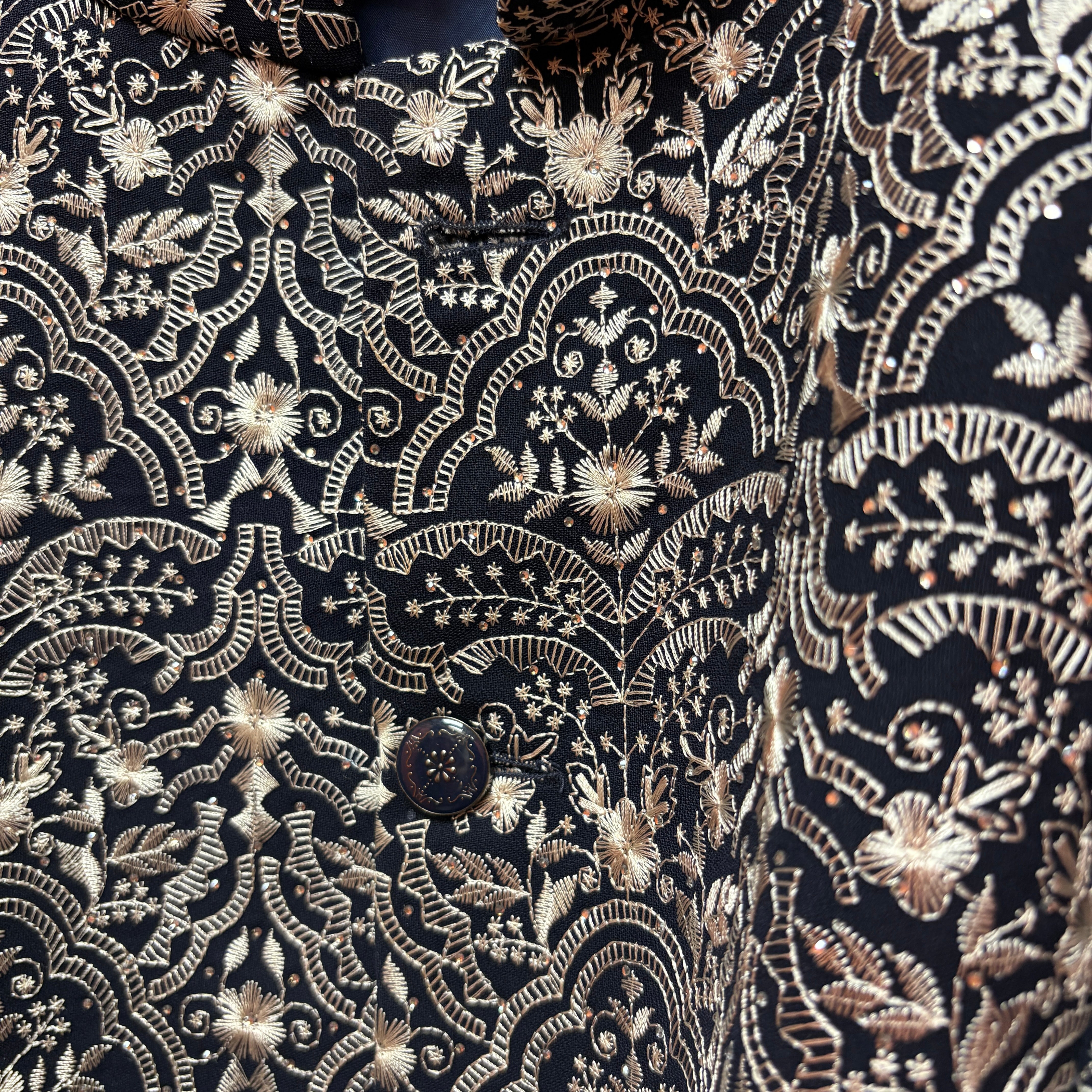Navy w/Tan Heavy Embroidered Sherwani