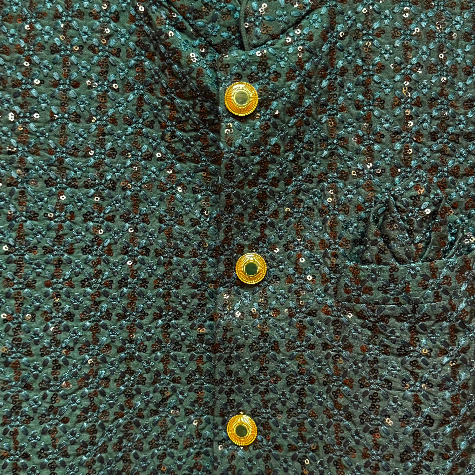 Sequin Lucknowi Embroidered Vest - Vintage India NYC