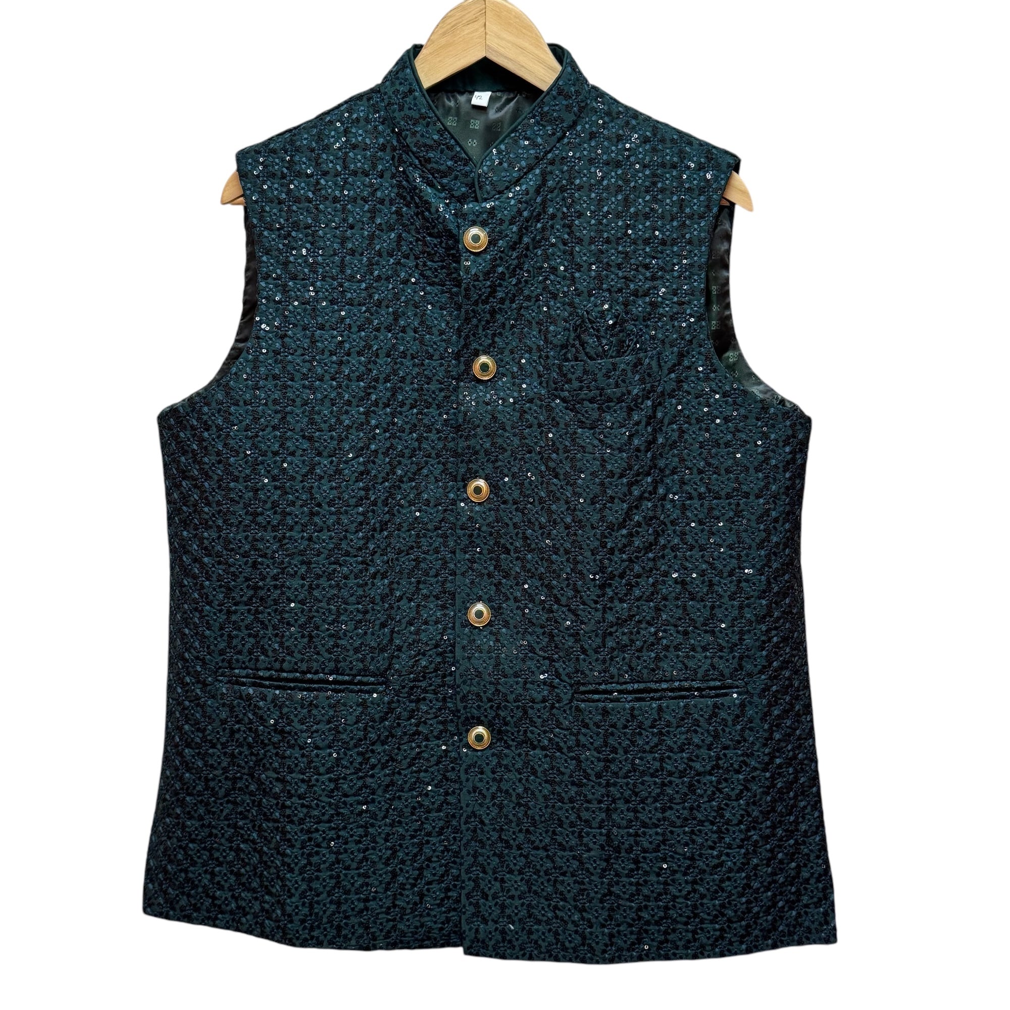 Sequin Lucknowi Embroidered Vest - Vintage India NYC