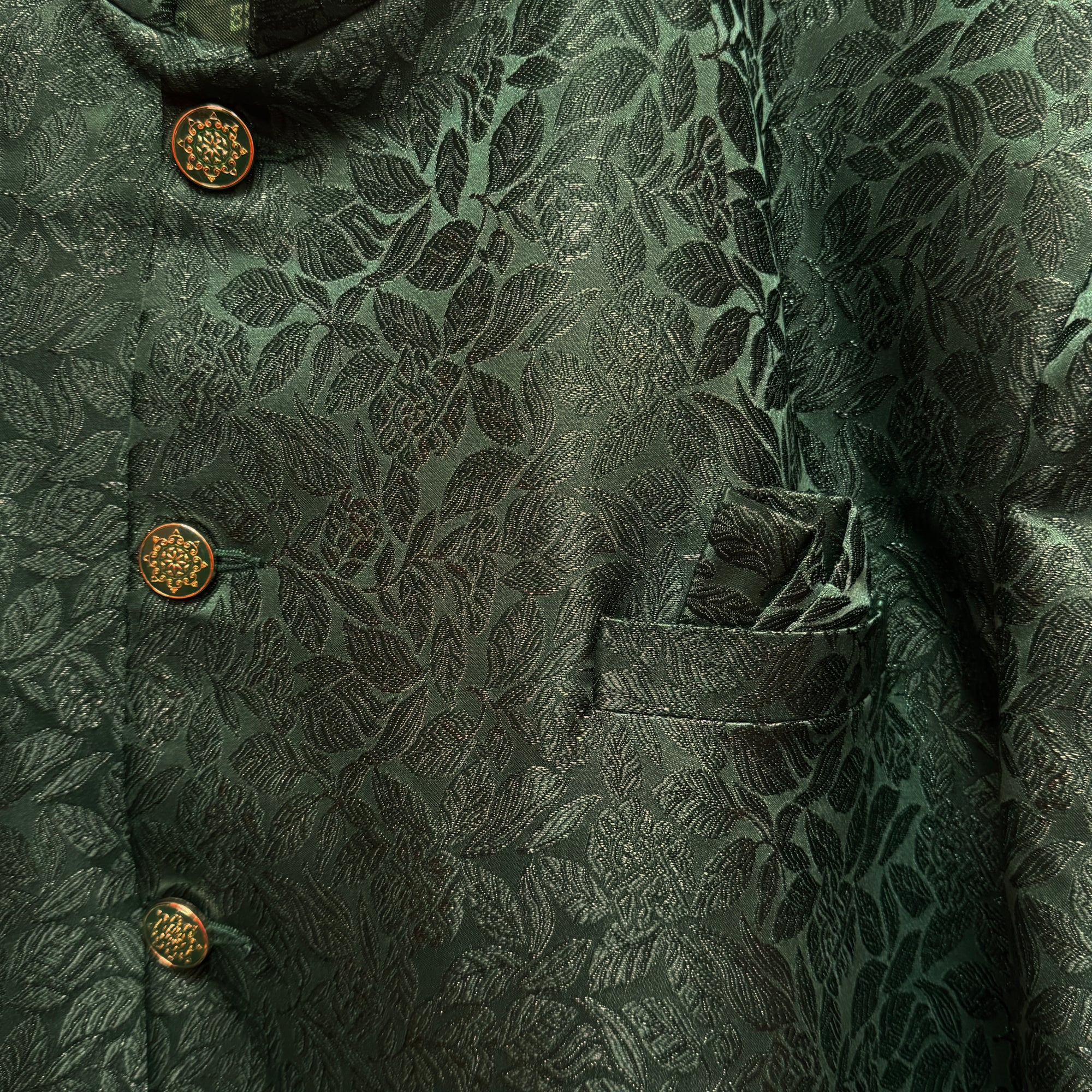 Forest Floral Jodhpuri Jacket -Big & Tall - Vintage India NYC