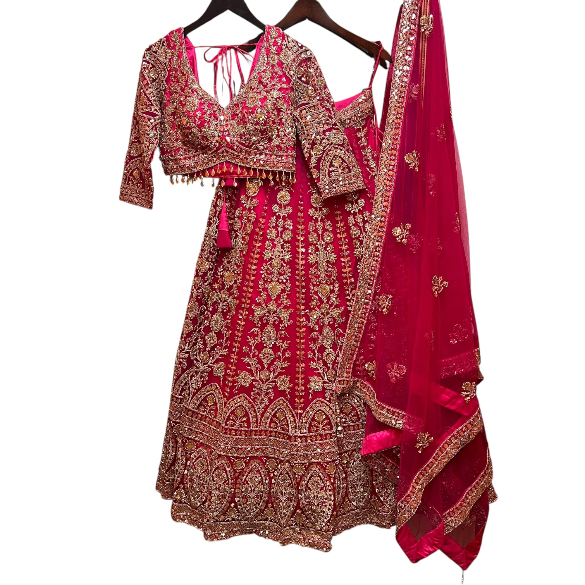 Handwork Heavy Work Semi Bridal Lehenga Sets-4 Colors - Vintage India NYC