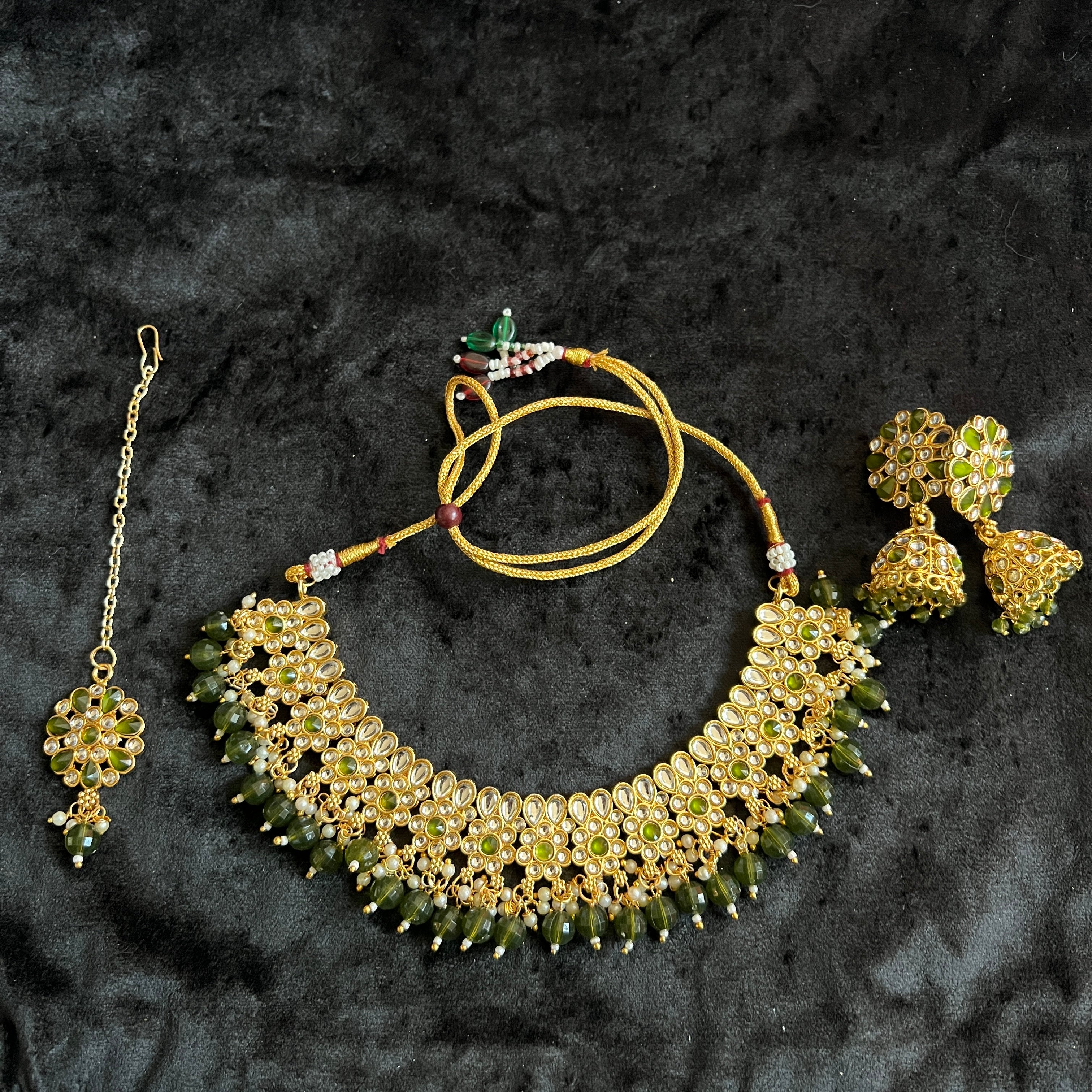 AH Flower Jhumka Necklace Sets - Vintage India NYC