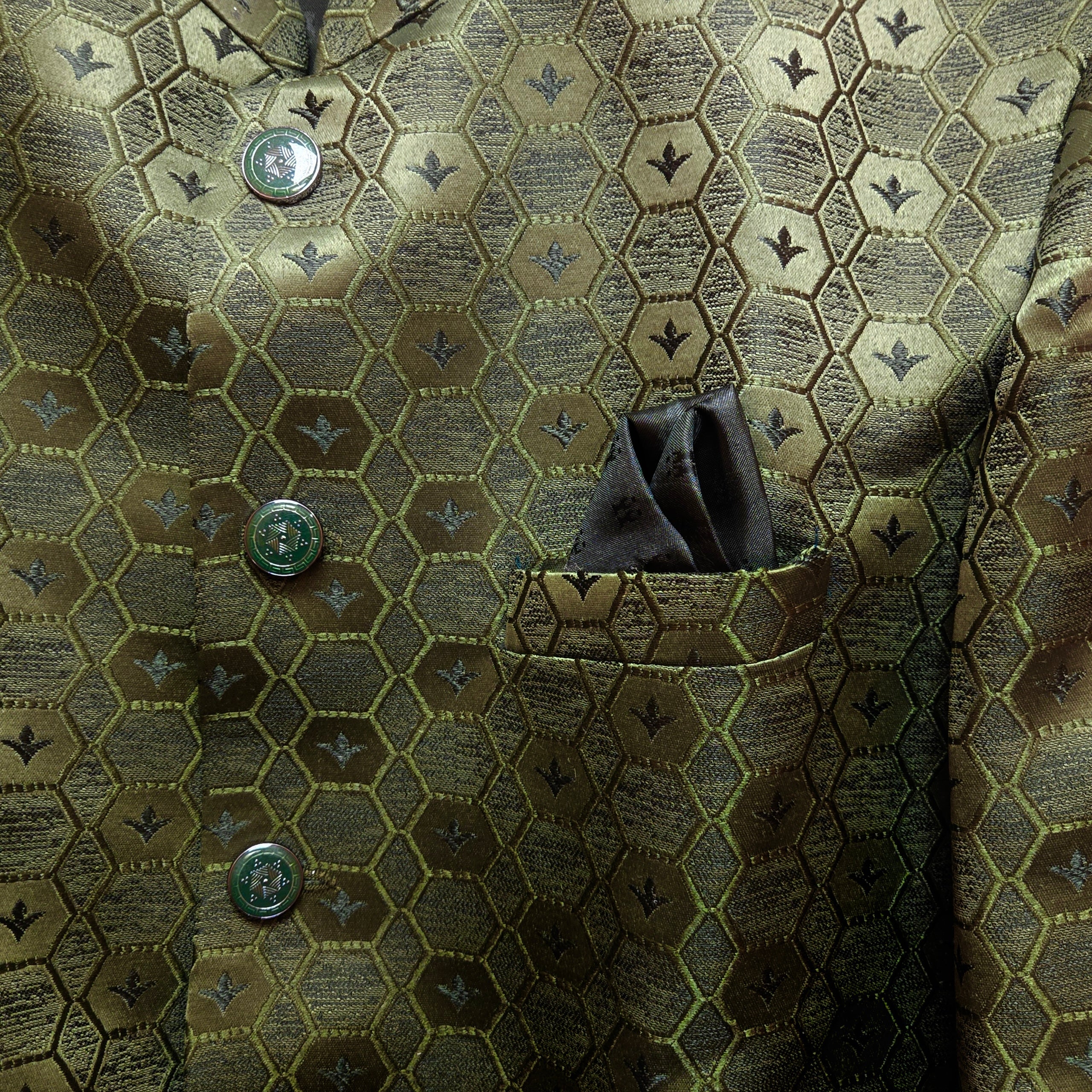 Olive Honeycomb Jodhpuri Jacket