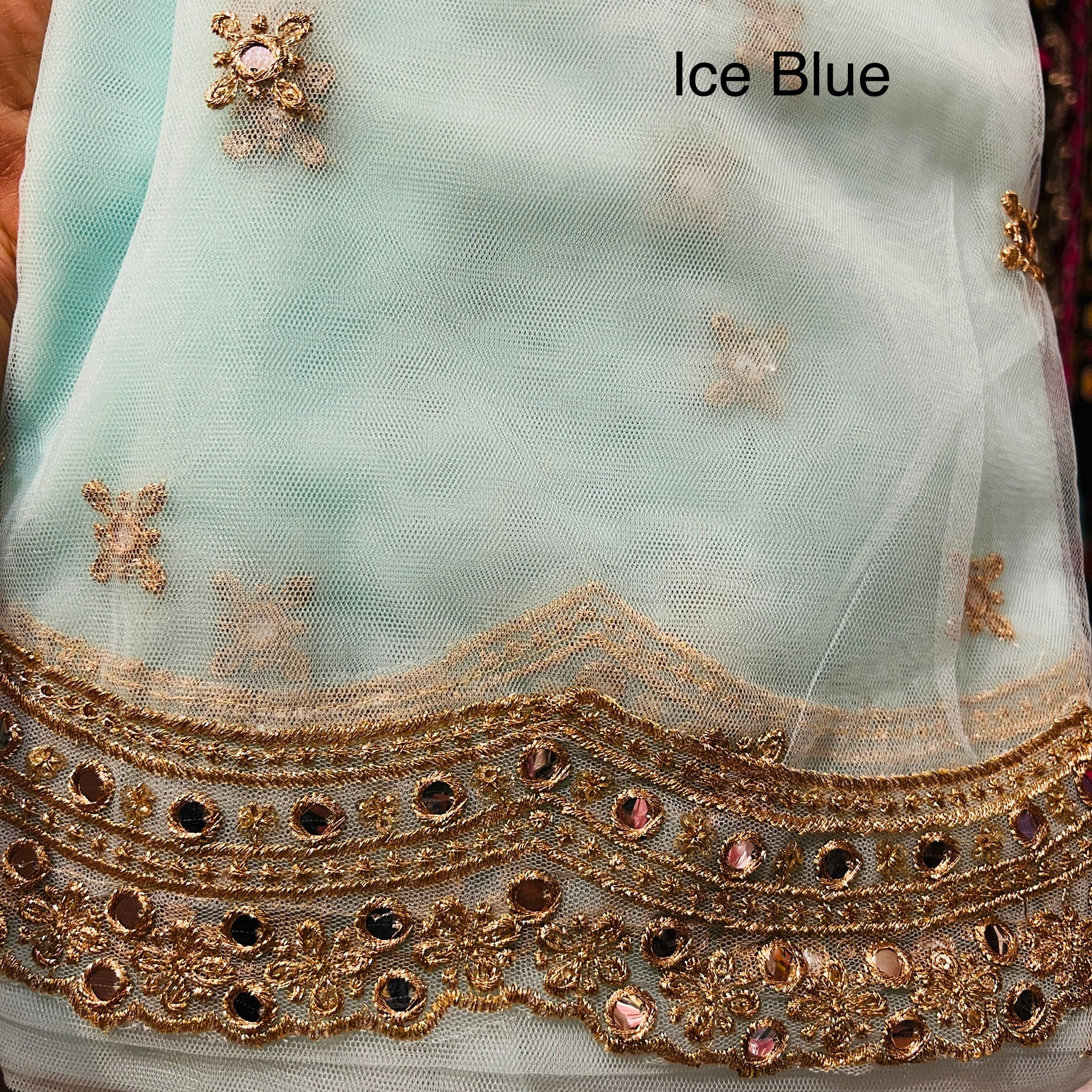 DT Gold Scallop Embroidered Dupatta - Vintage India NYC