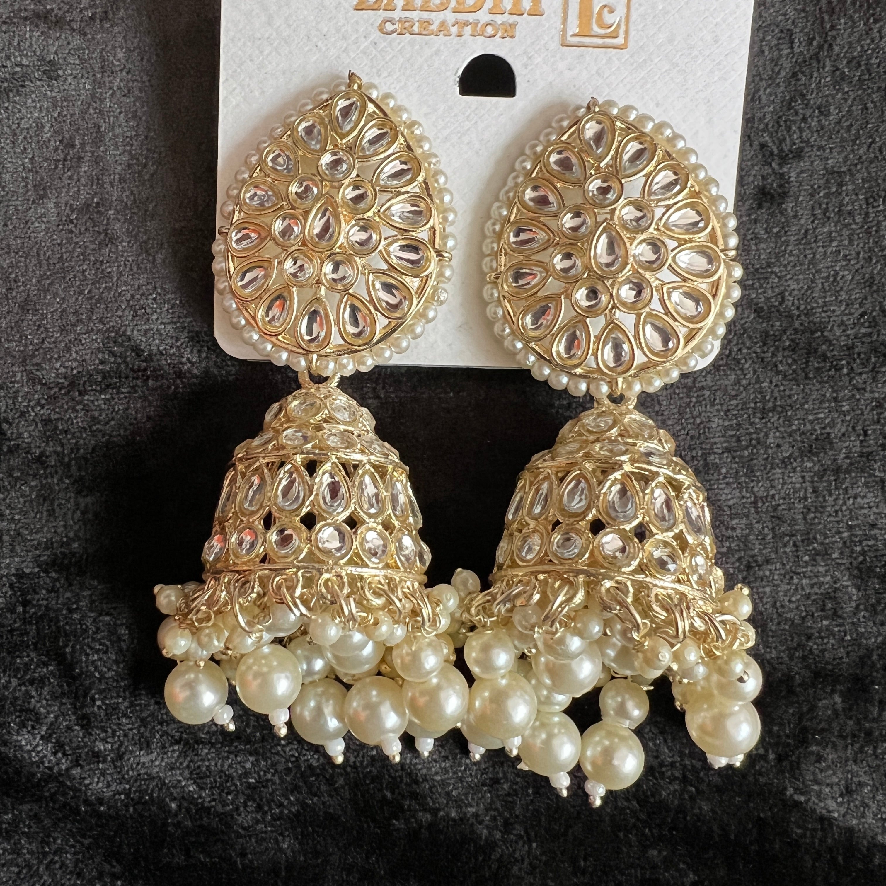 Large White Stone & Pearl Earrings- Many Styles - Vintage India NYC