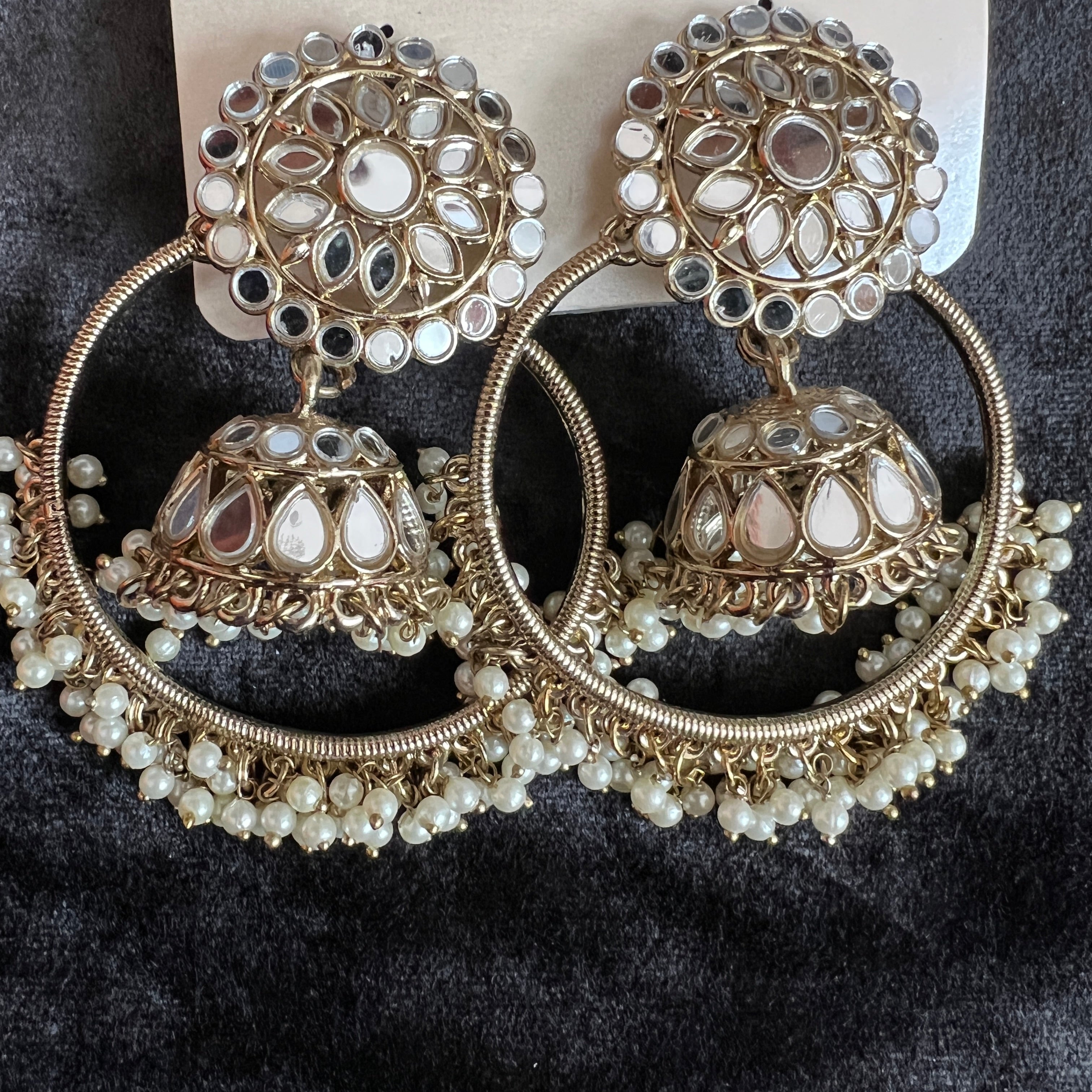 Large Mirrored Earrings - Vintage India NYC