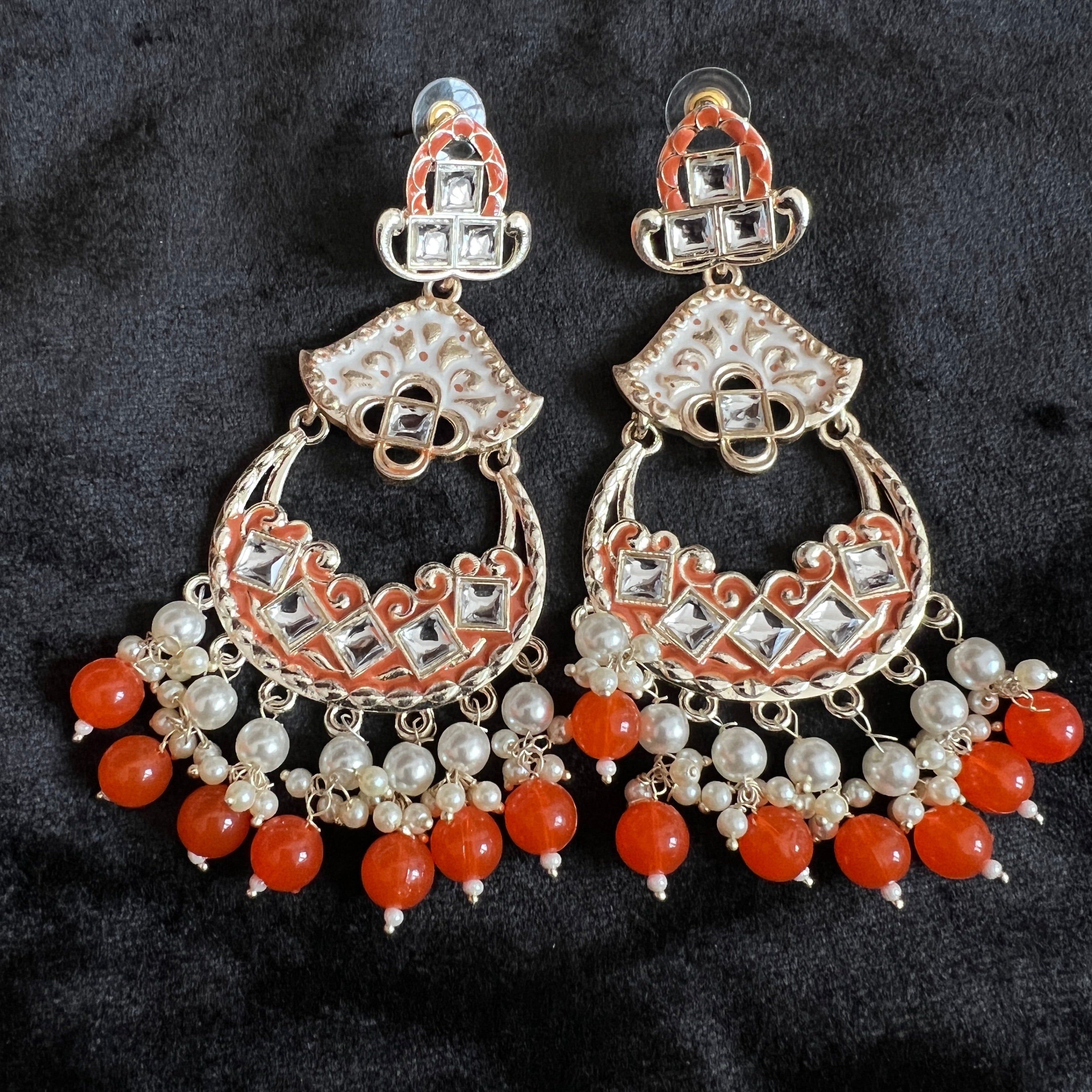 Large Orange Earrings - Vintage India NYC