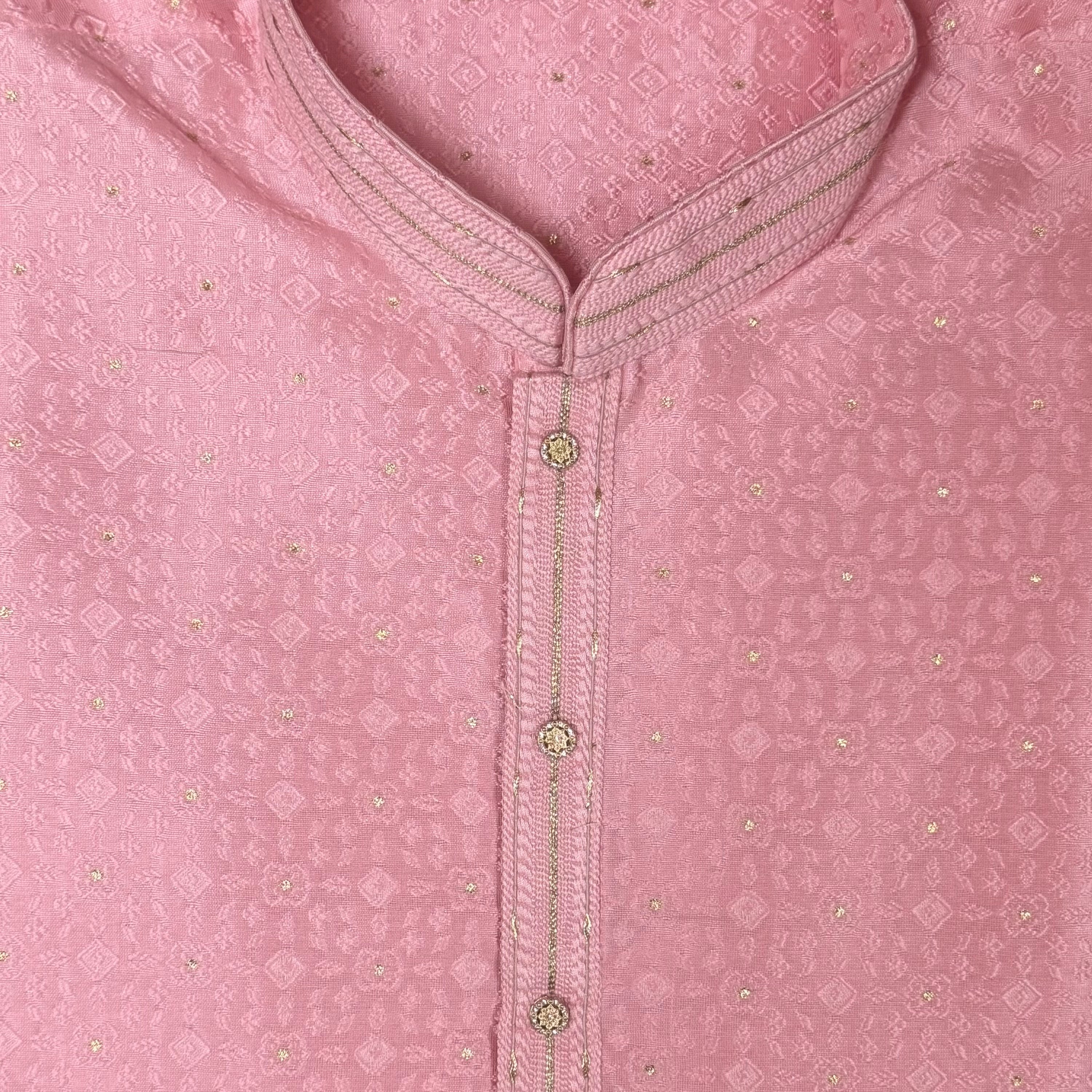 Pink Diamond Sq Flower Kurta - Vintage India NYC