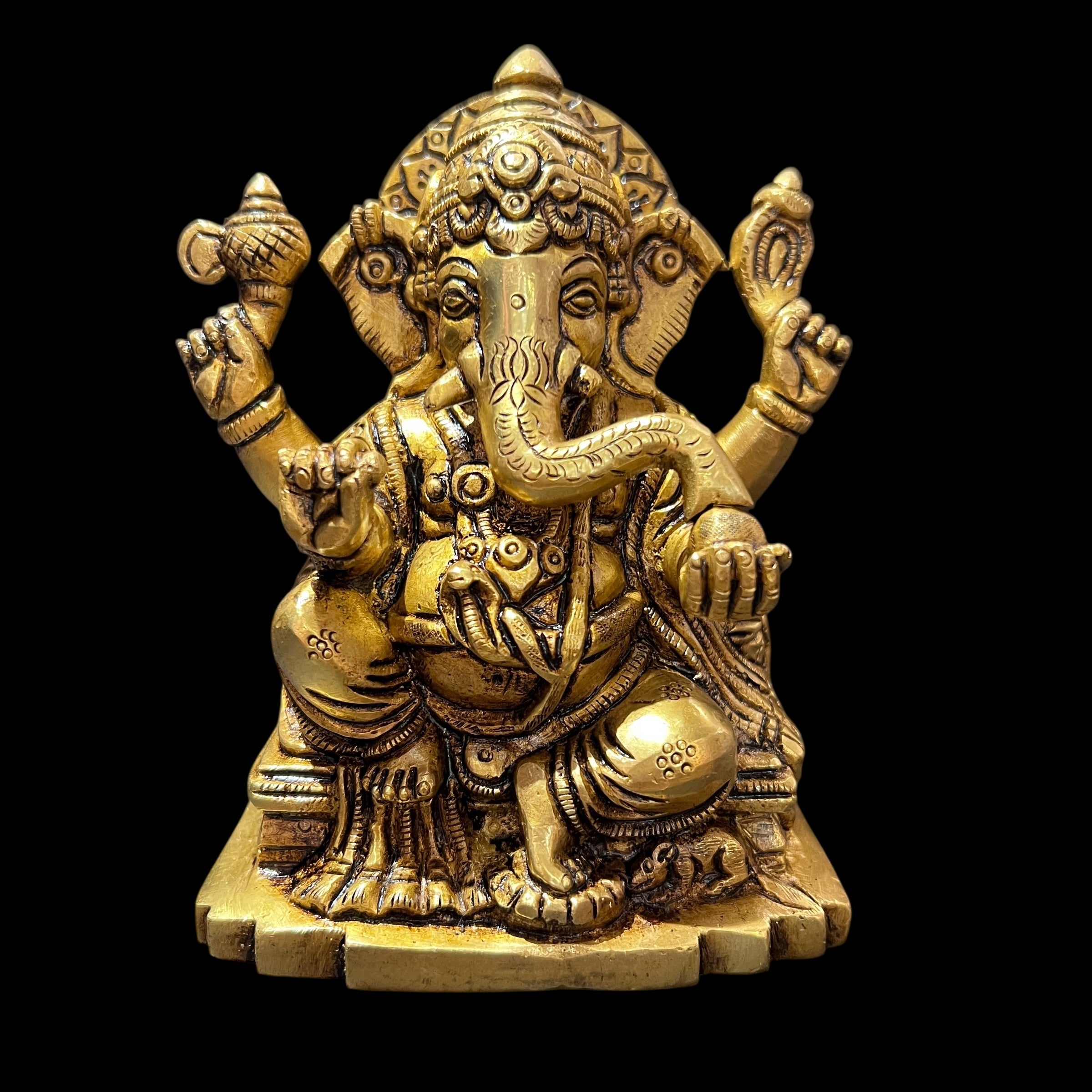 GM Brass Ganesh 1187-5.25in - Vintage India NYC