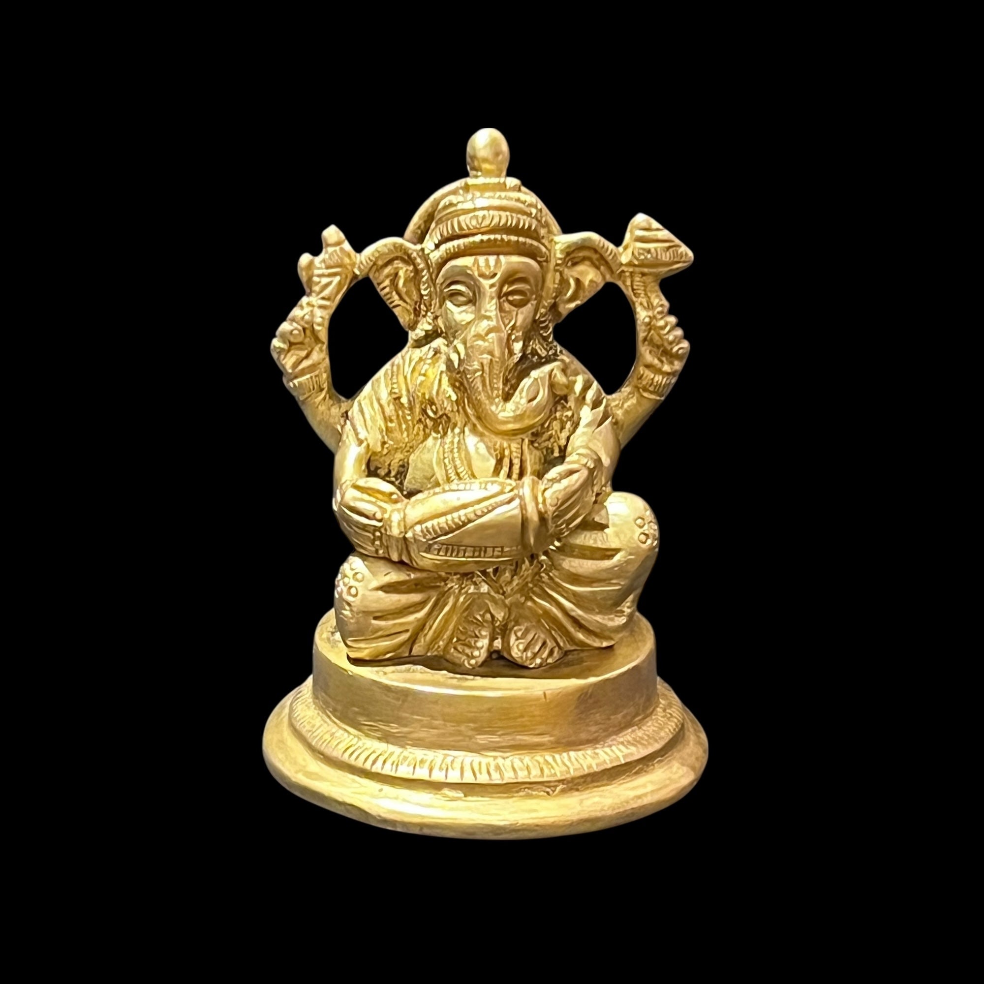 Brass Ganesh 188-Musicians - Vintage India NYC