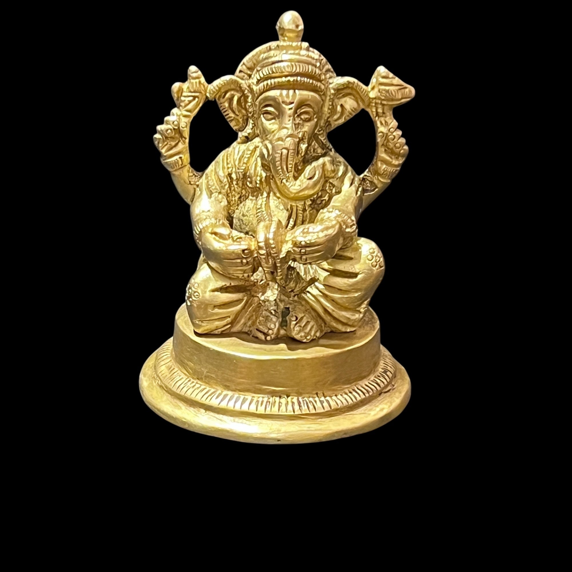 Brass Ganesh 188-Musicians - Vintage India NYC