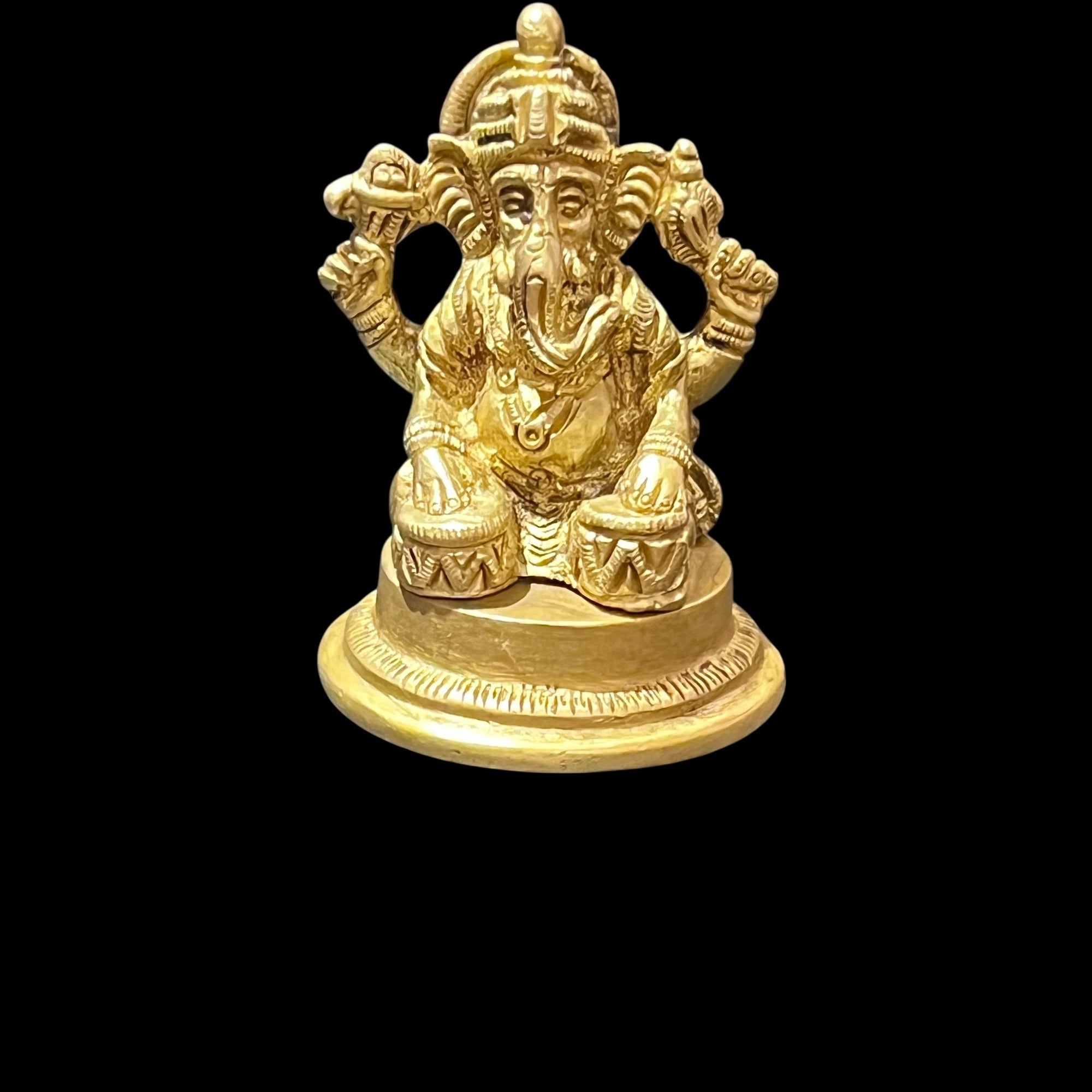 Brass Ganesh 188-Musicians - Vintage India NYC