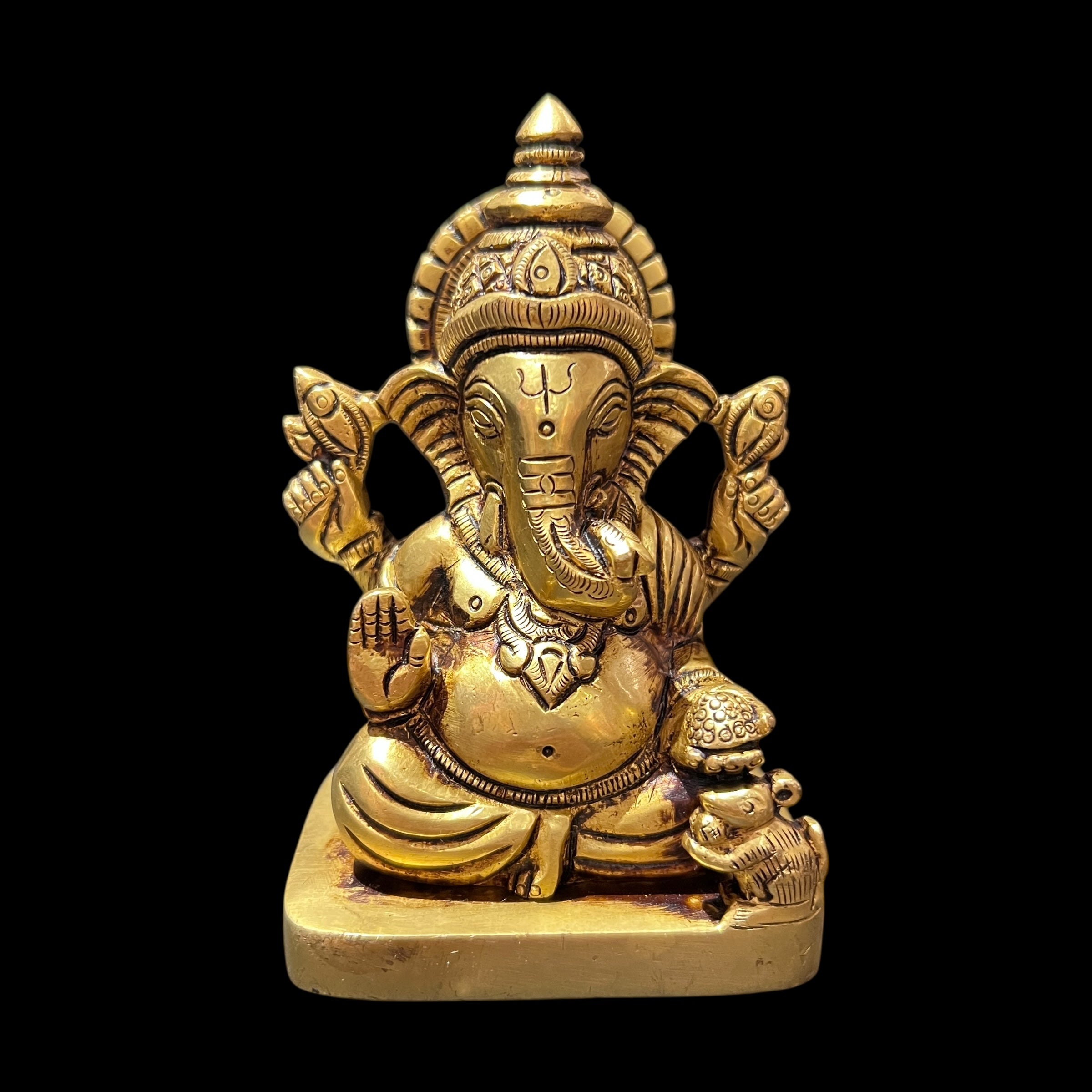GM Brass Ganesh 688-4.25in - Vintage India NYC