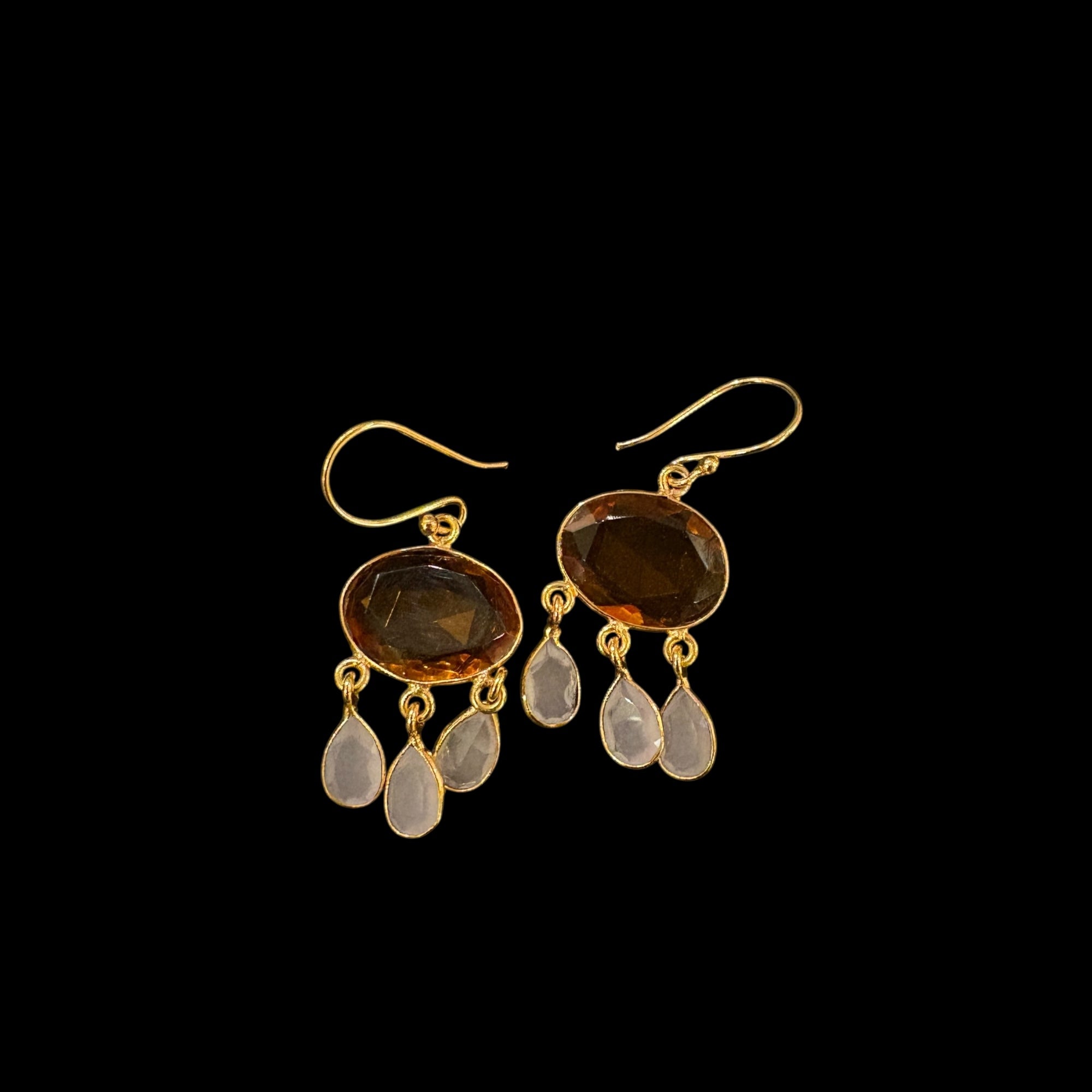 MK Semi Precious Oval w/Teardrop Earrings