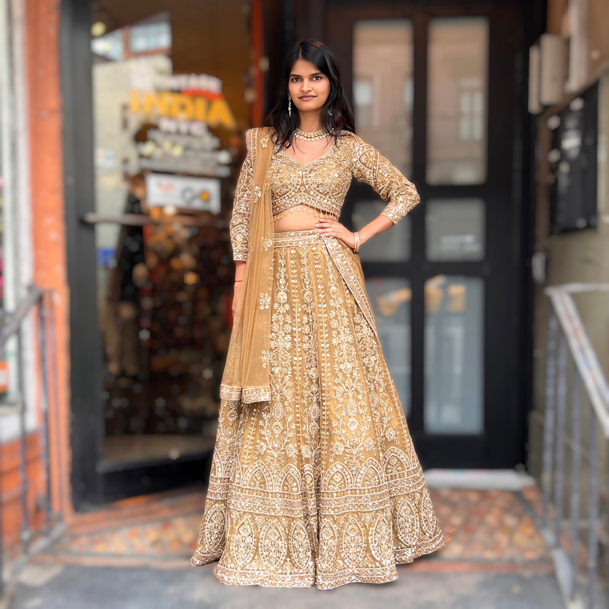 Handwork Heavy Work Semi Bridal Lehenga Sets-4 Colors - Vintage India NYC