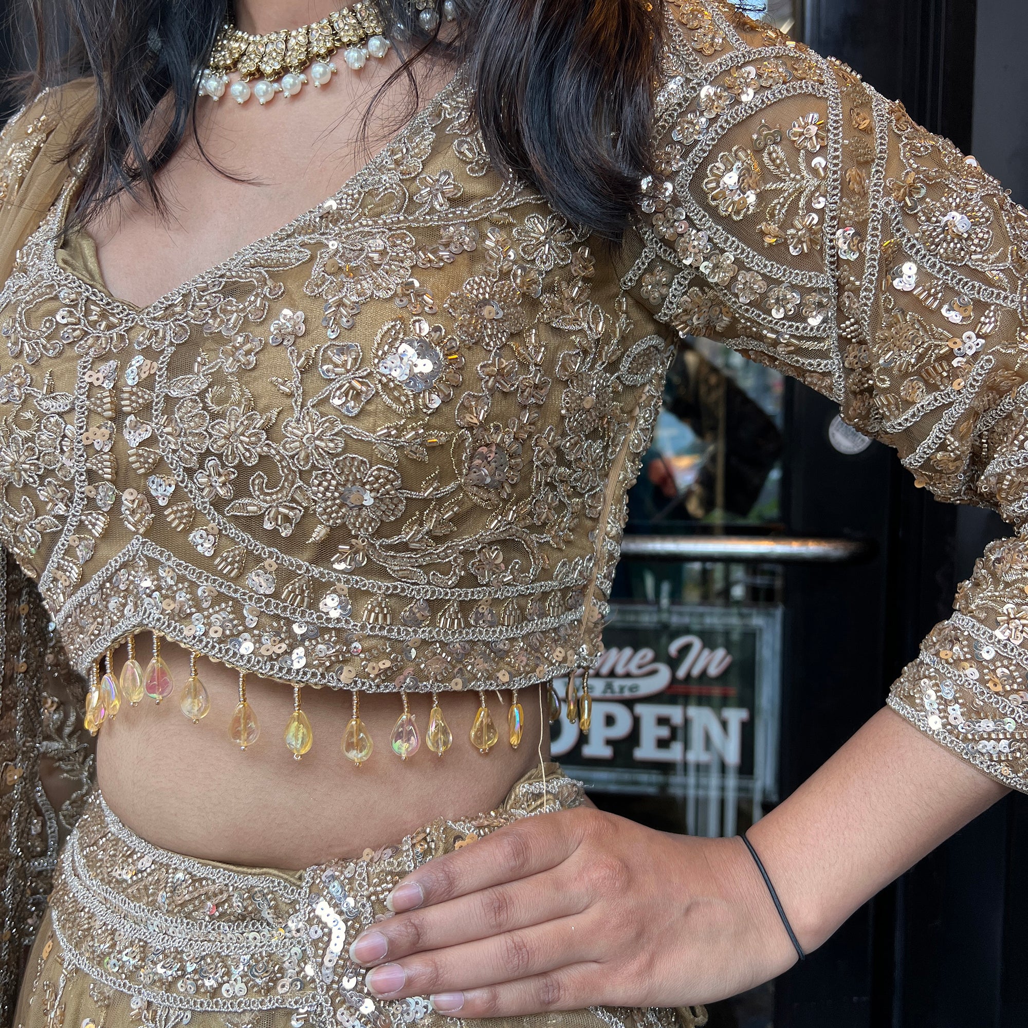 Handwork Heavy Work Semi Bridal Lehenga Sets-4 Colors - Vintage India NYC