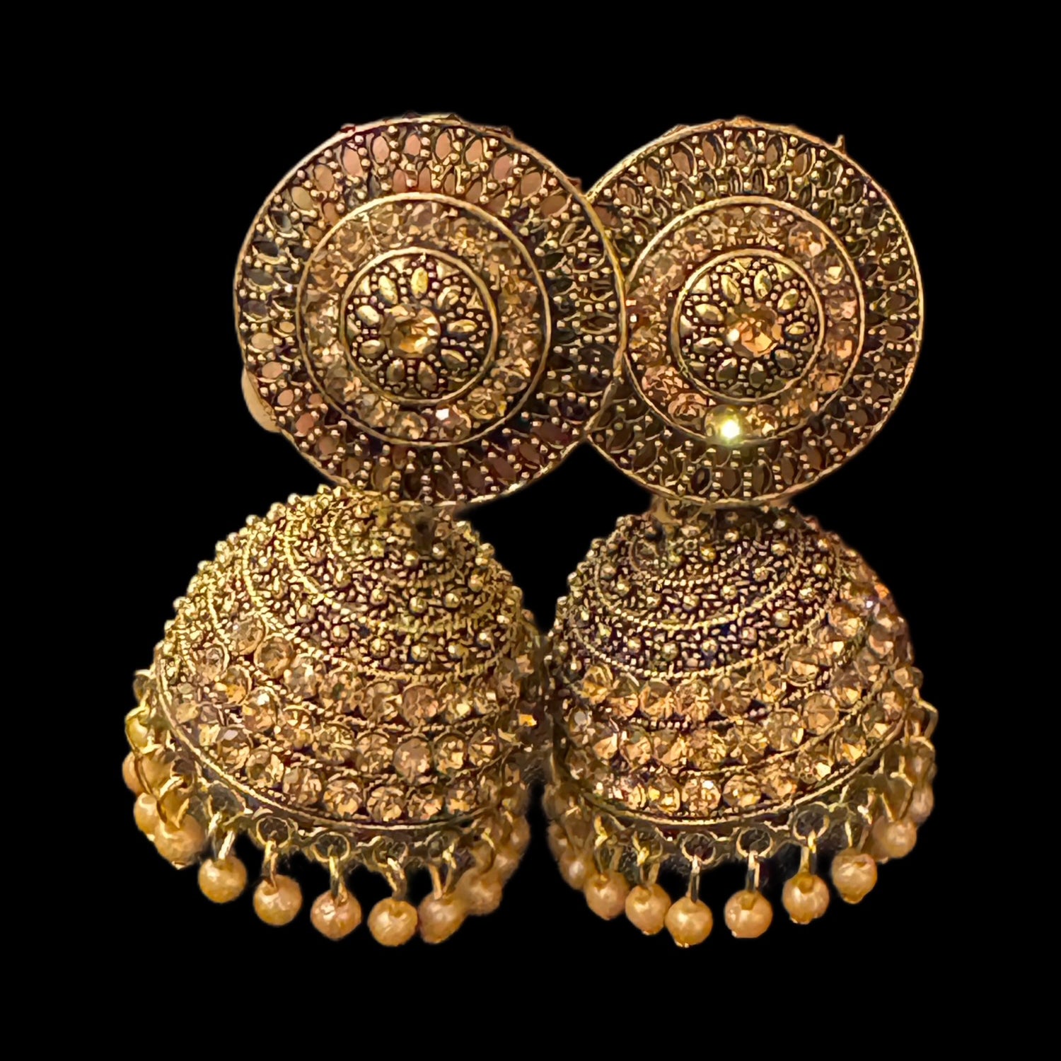 Gold Jhumka Earrings- 2 Styles - Vintage India NYC