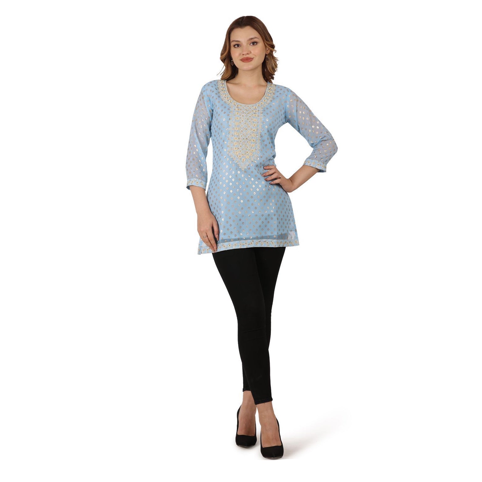 Pastel Kurtis w/ Gold Print -3 Colors - Vintage India NYC