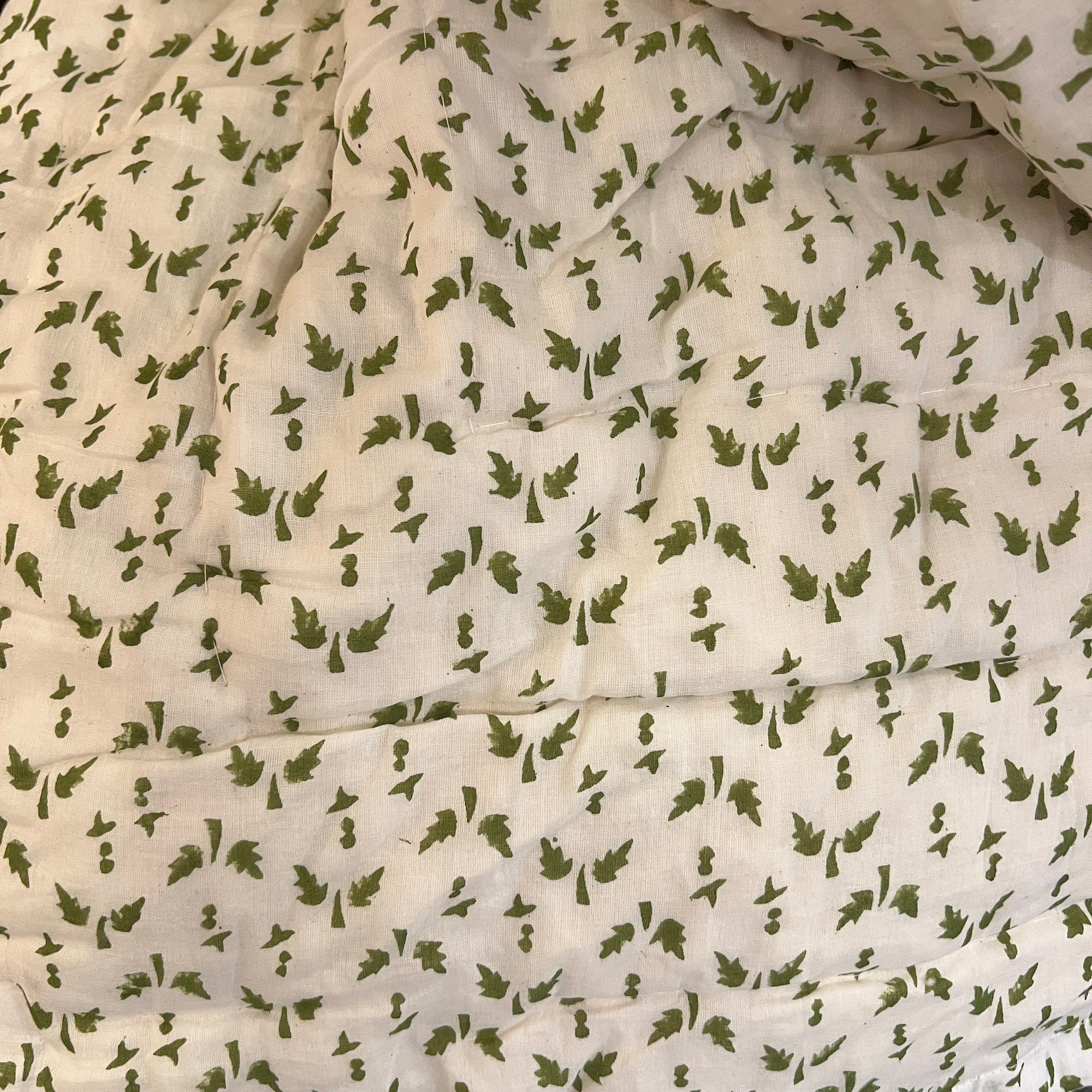Indian Twin Quilt-Green & Dark Red - Vintage India NYC