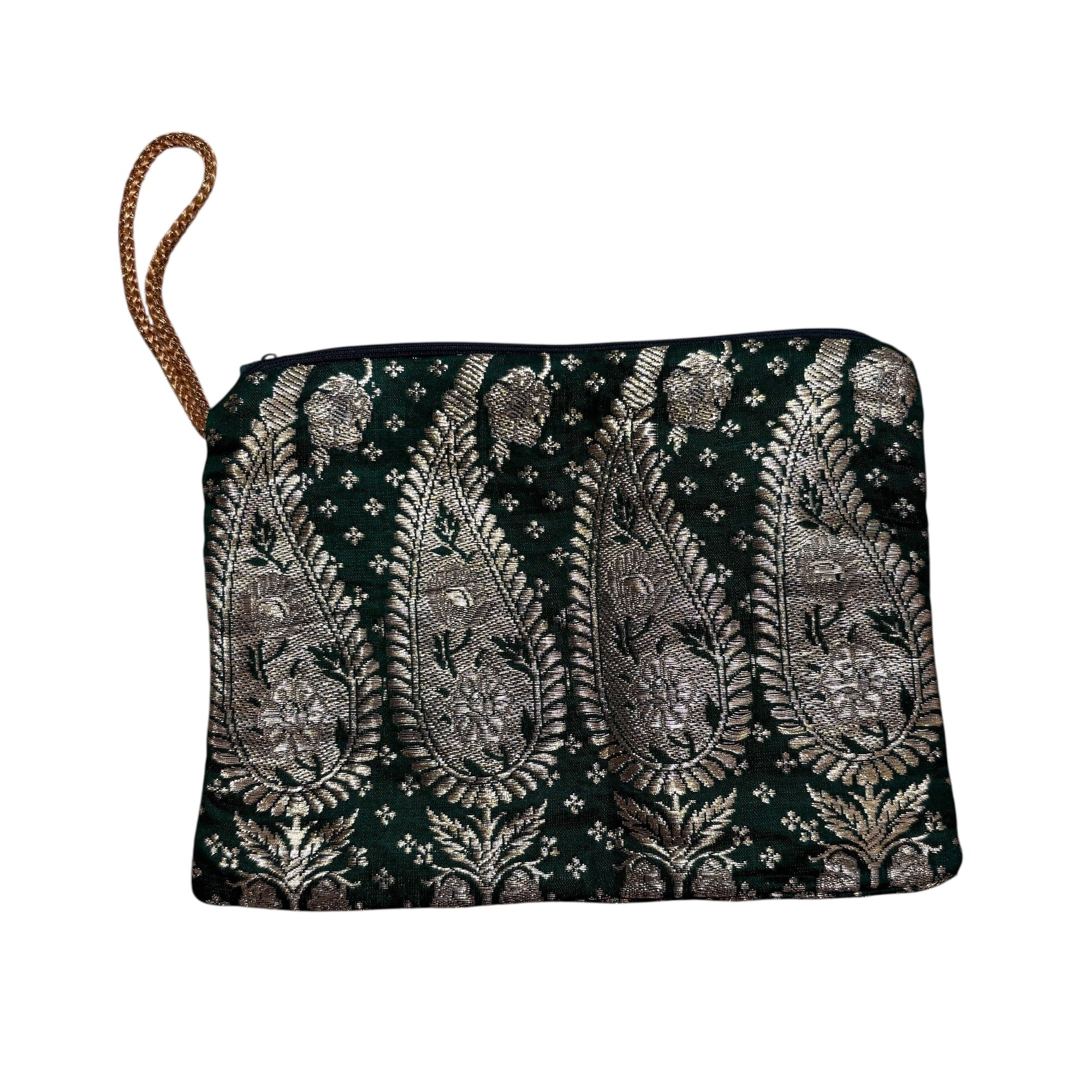 Vintage Sari Zip Pouch Bag Sm 25
