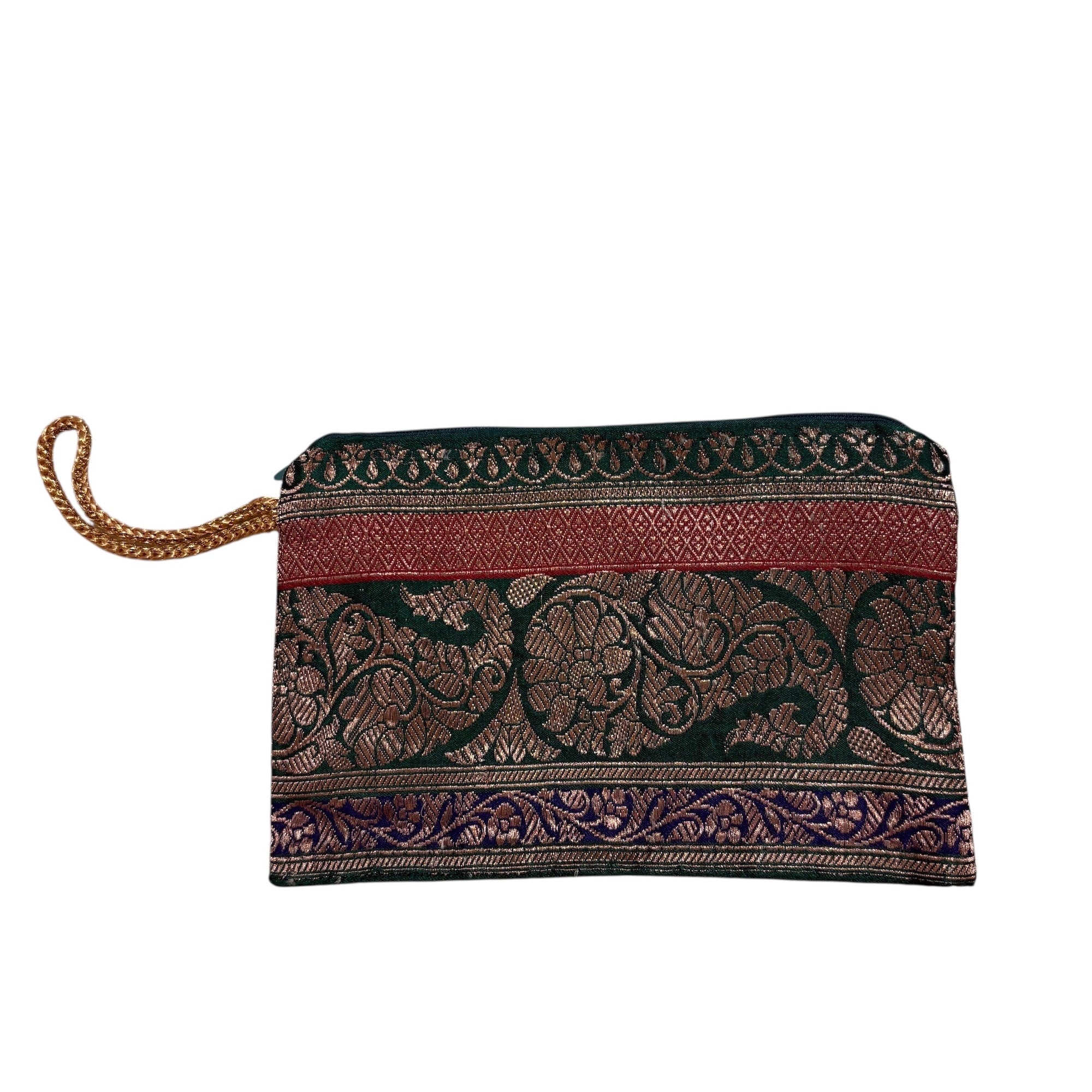 Vintage Sari Zip Pouch Bag Sm 25