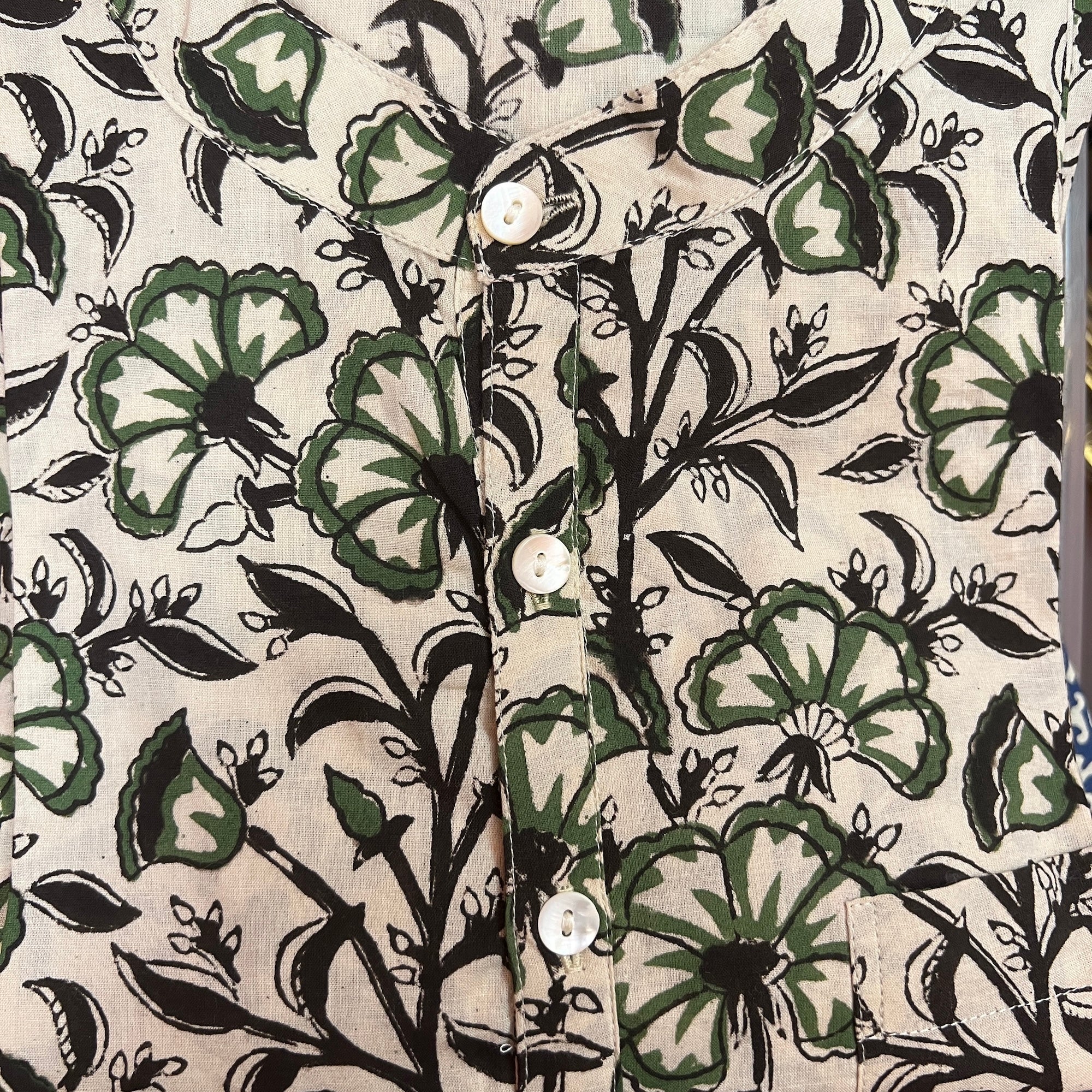 AR Mens Block Print Short Kurta 4 - Vintage India NYC