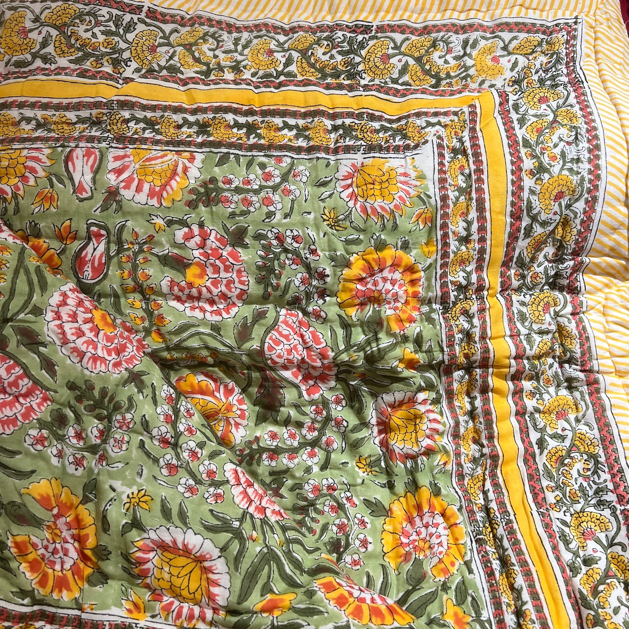 Reversible Hand Block Quilts-Twin-Various - Vintage India NYC