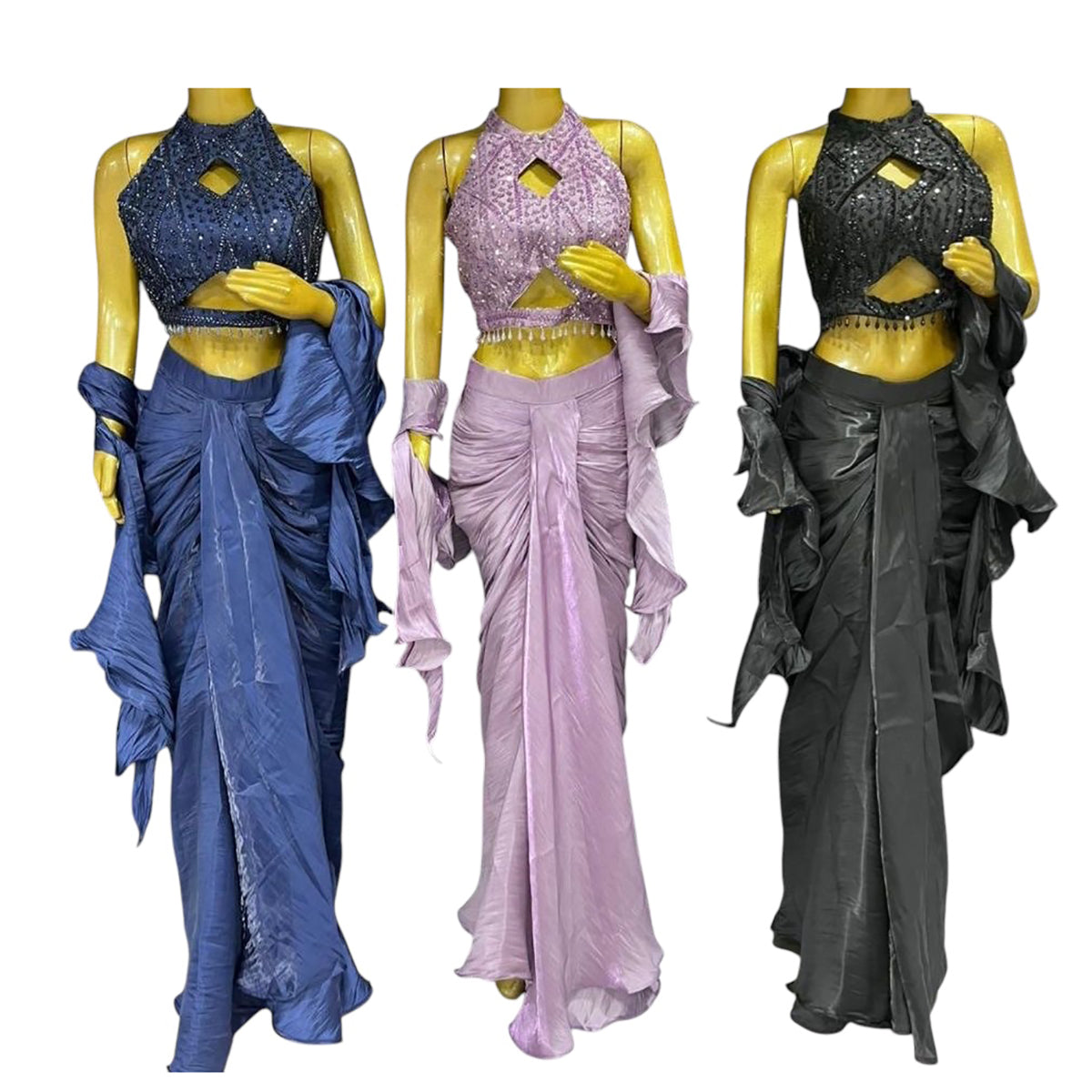 Halter w/ Drape Skirt-3 Colors - Vintage India NYC