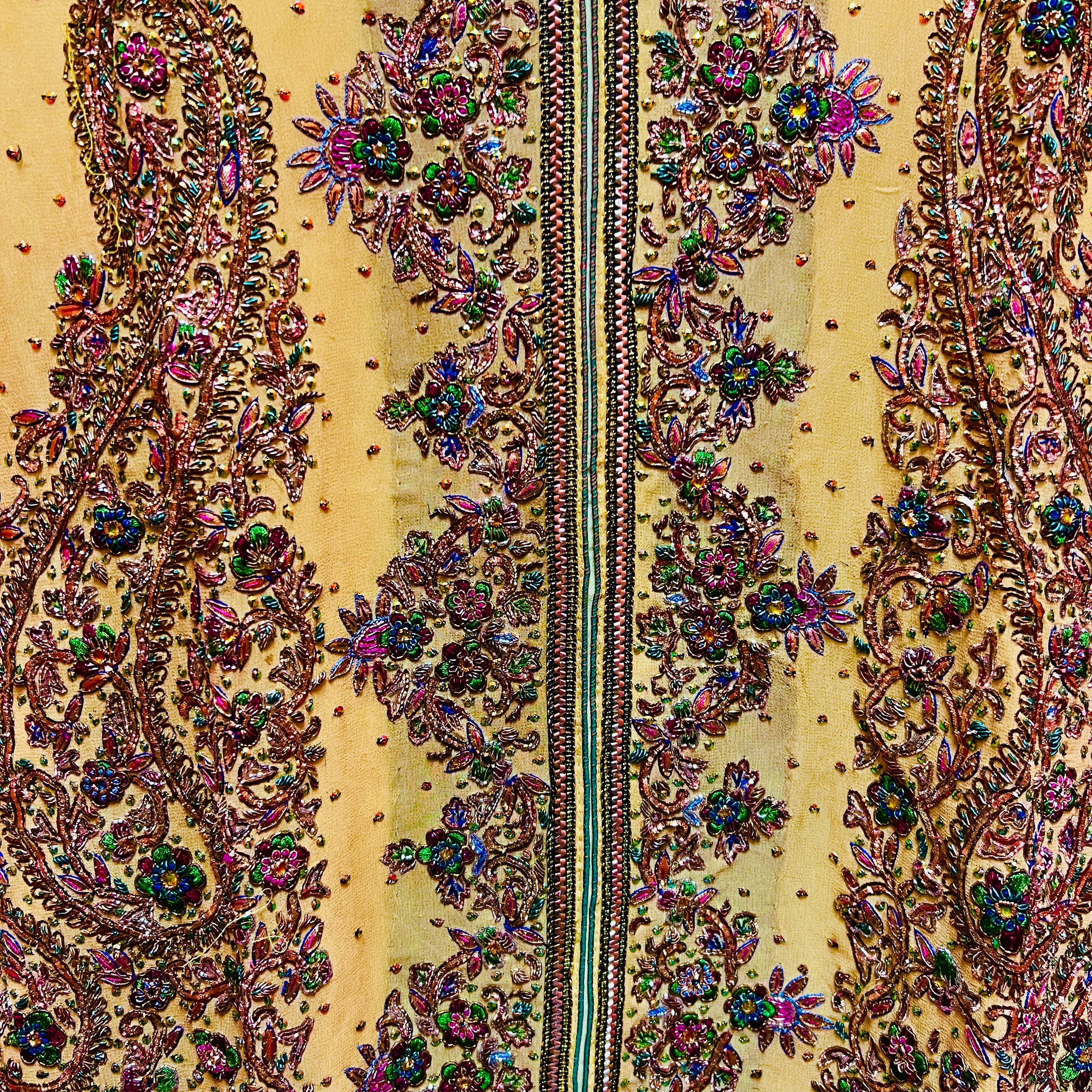 Heavy Handwork Pale Yellow Anarkali-Size 38