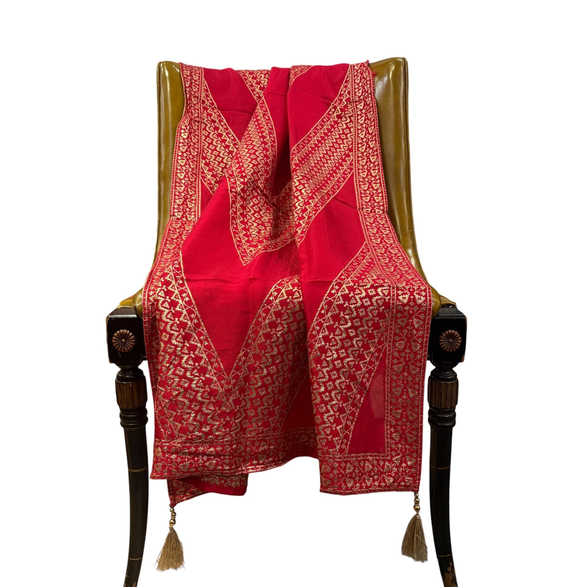 Hot Pink Georgette Banarasi Brocade Dupatta