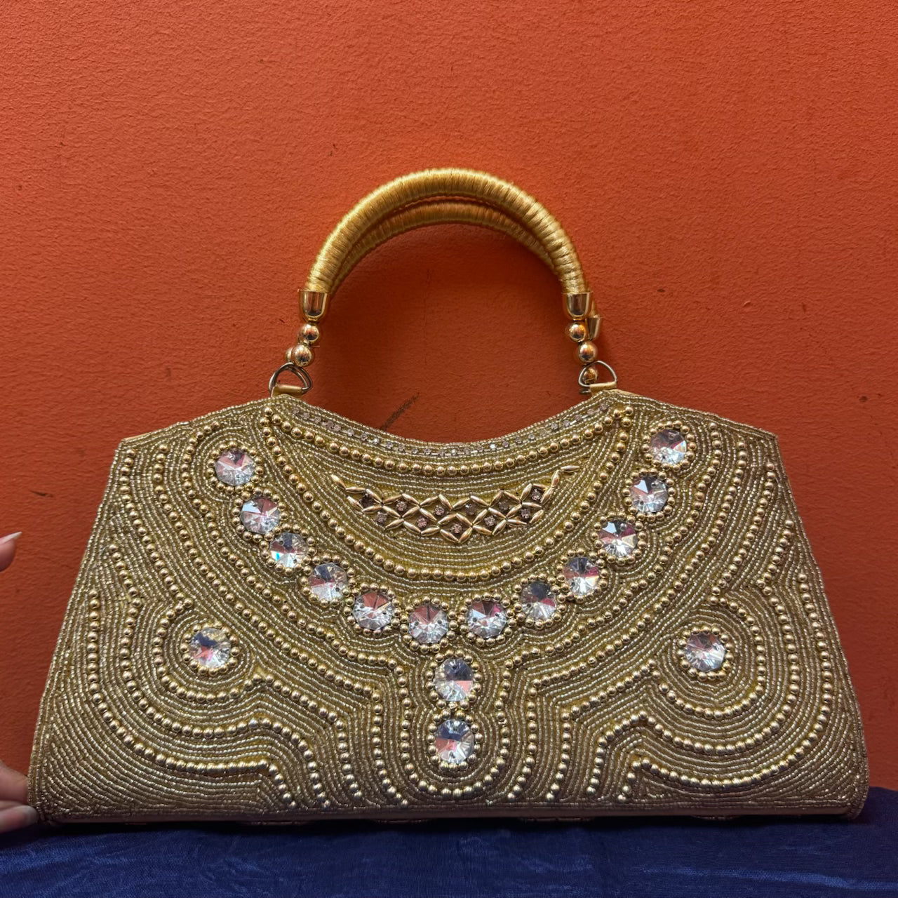 Gold Stonework Purse - Vintage India NYC