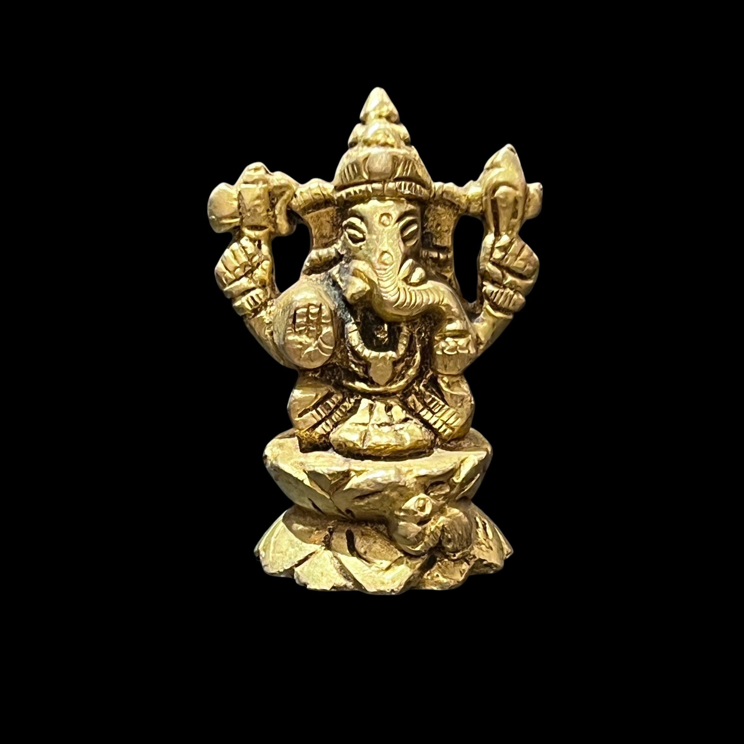 GM Brass Ganesh 148- 2.5in - Vintage India NYC
