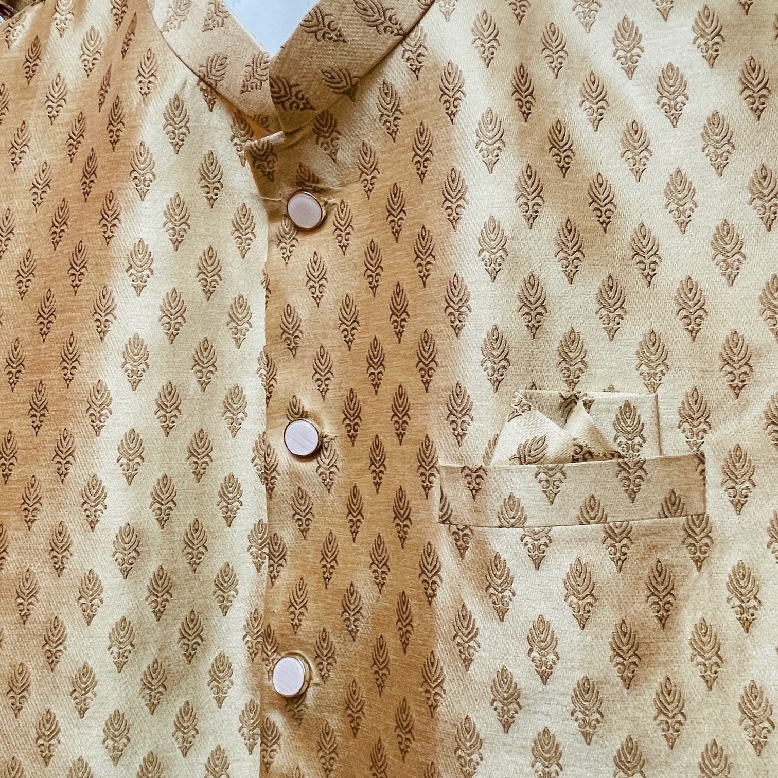 YD Gold Brocade Flame Motif Vest - Vintage India NYC