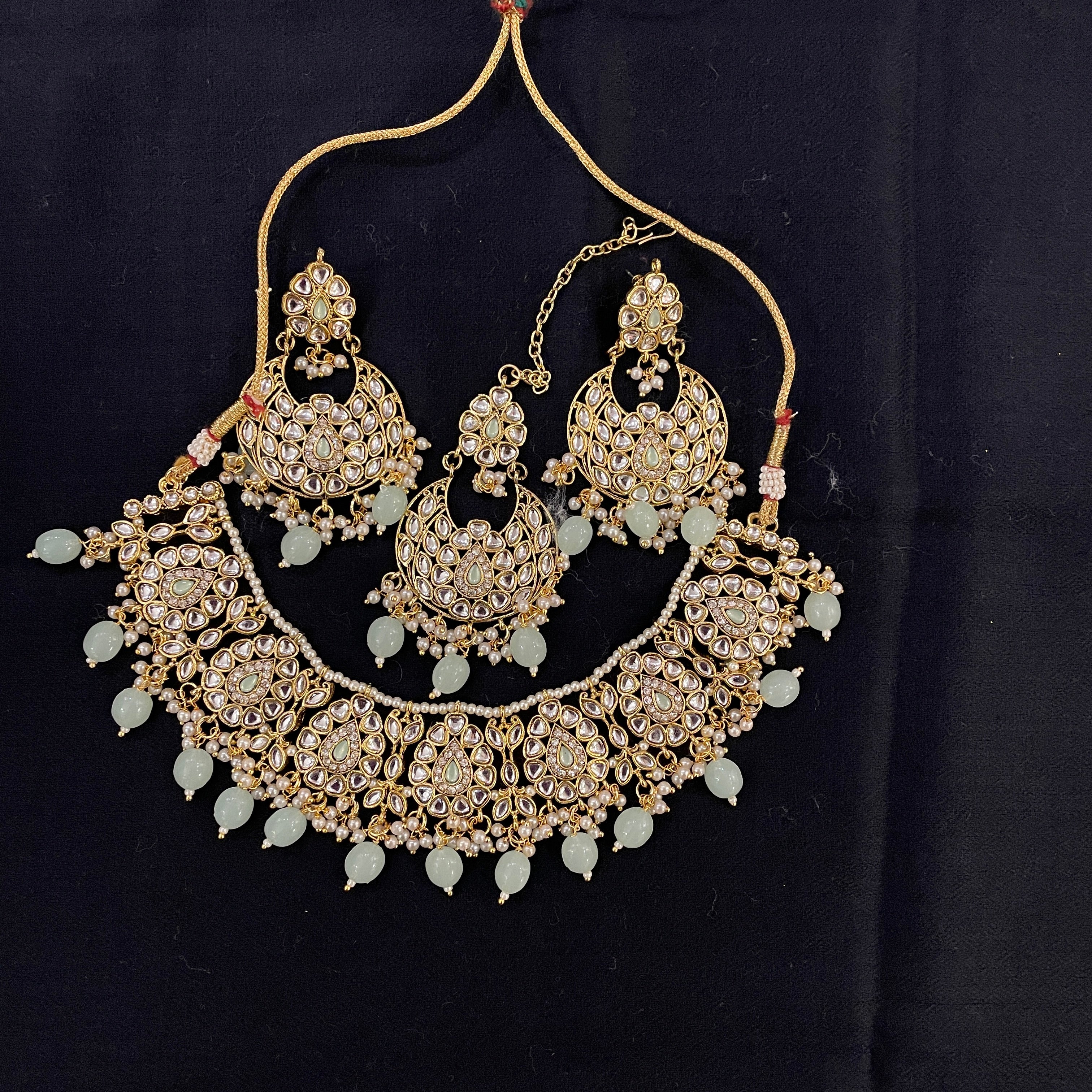 DT Pearl Chandbali Necklace Sets - Vintage India NYC