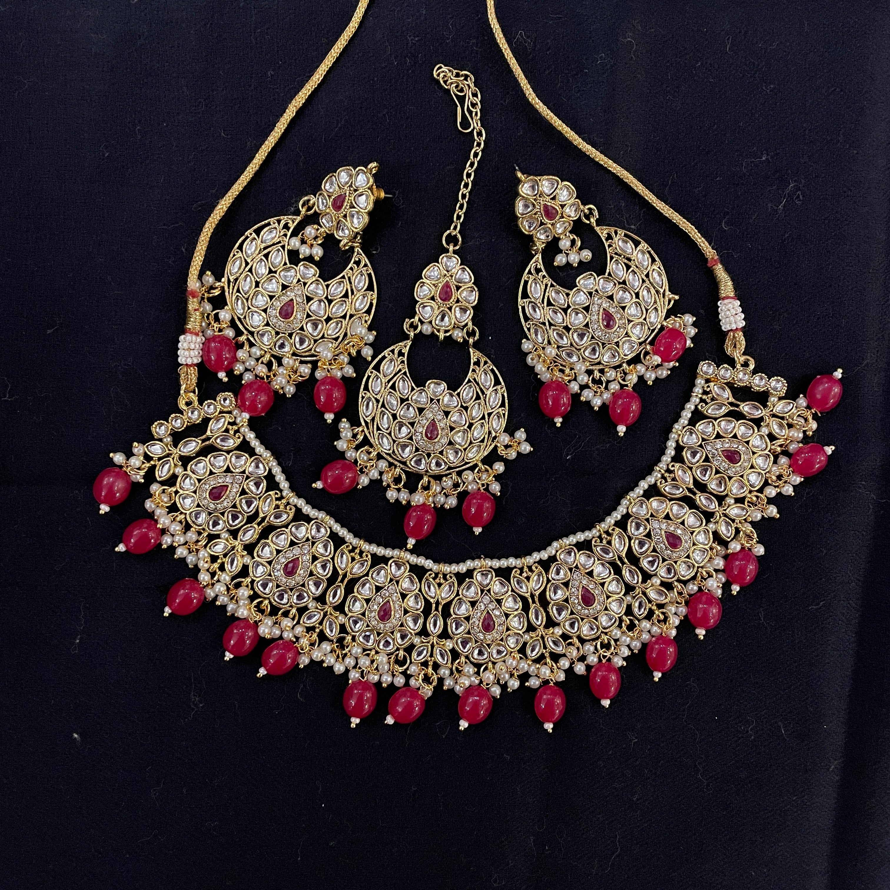 DT Pearl Chandbali Necklace Sets - Vintage India NYC