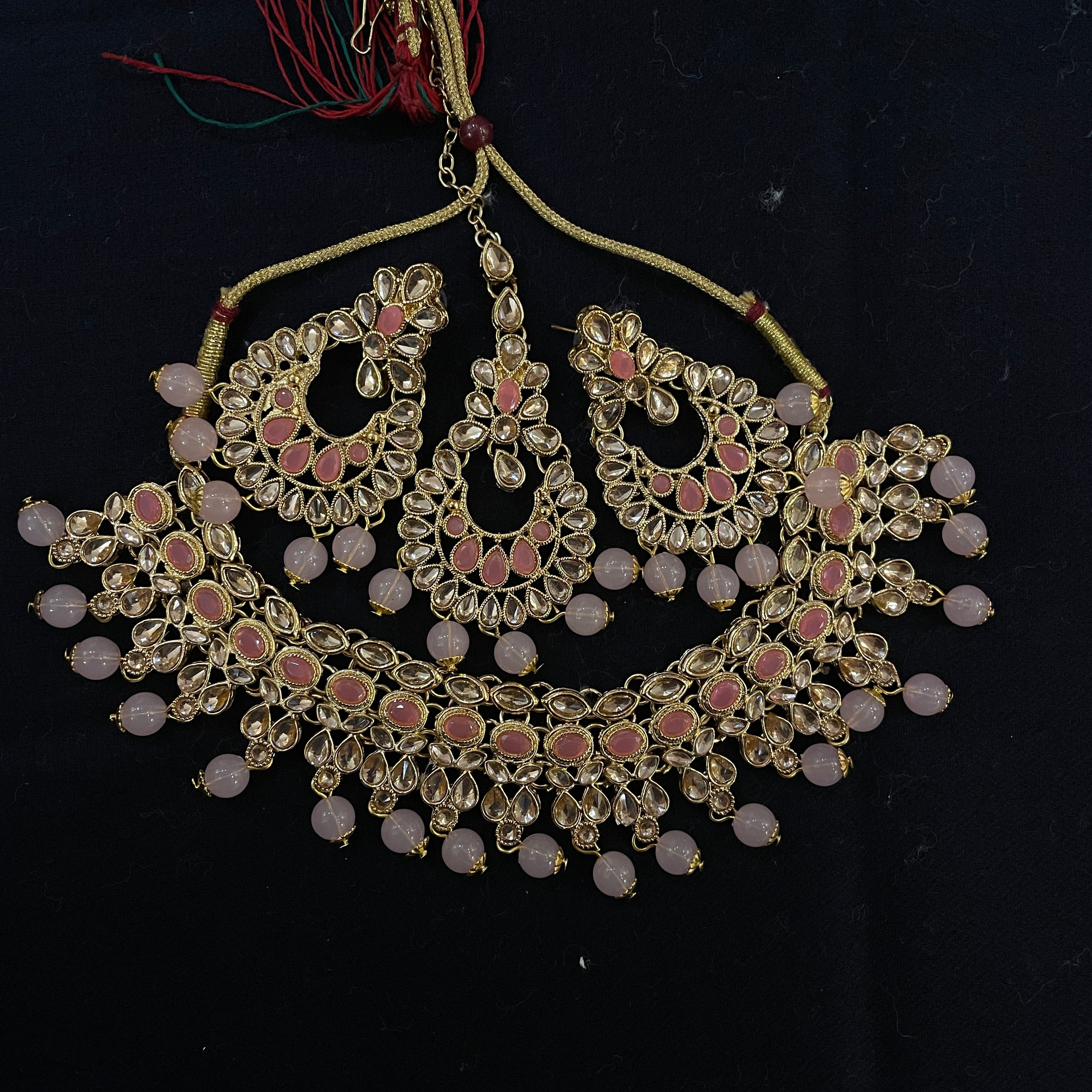 DT Gold Stone Chandbali Necklace Sets - Vintage India NYC