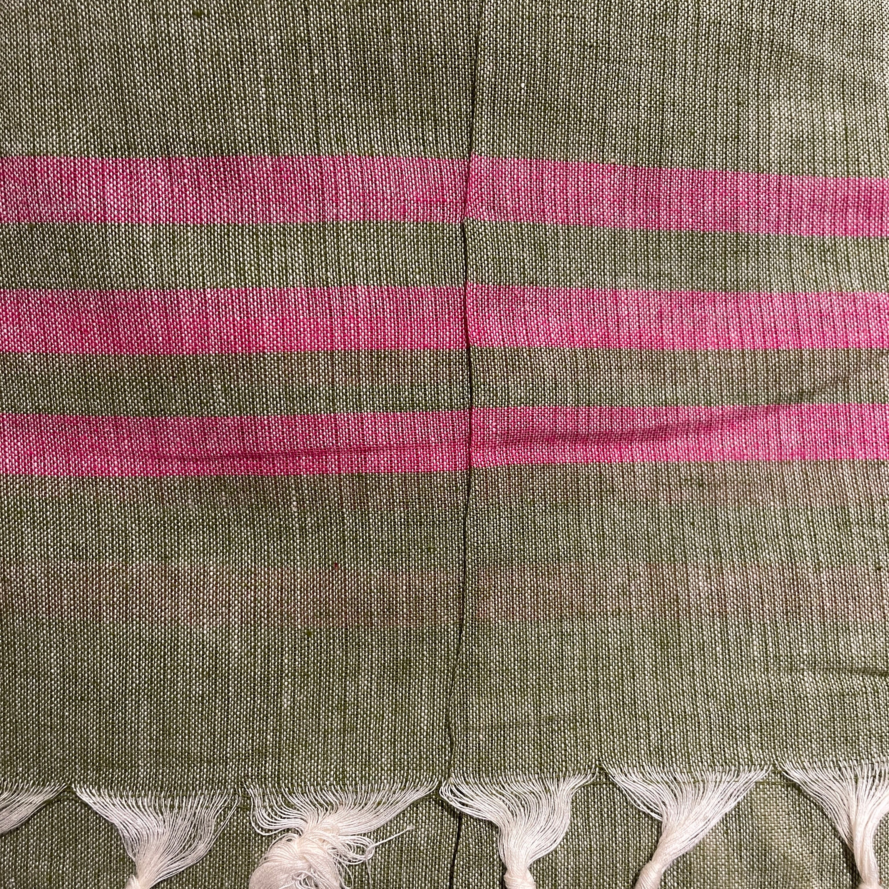 Handwoven Cotton Khadi Stripe Shawls` - Vintage India NYC