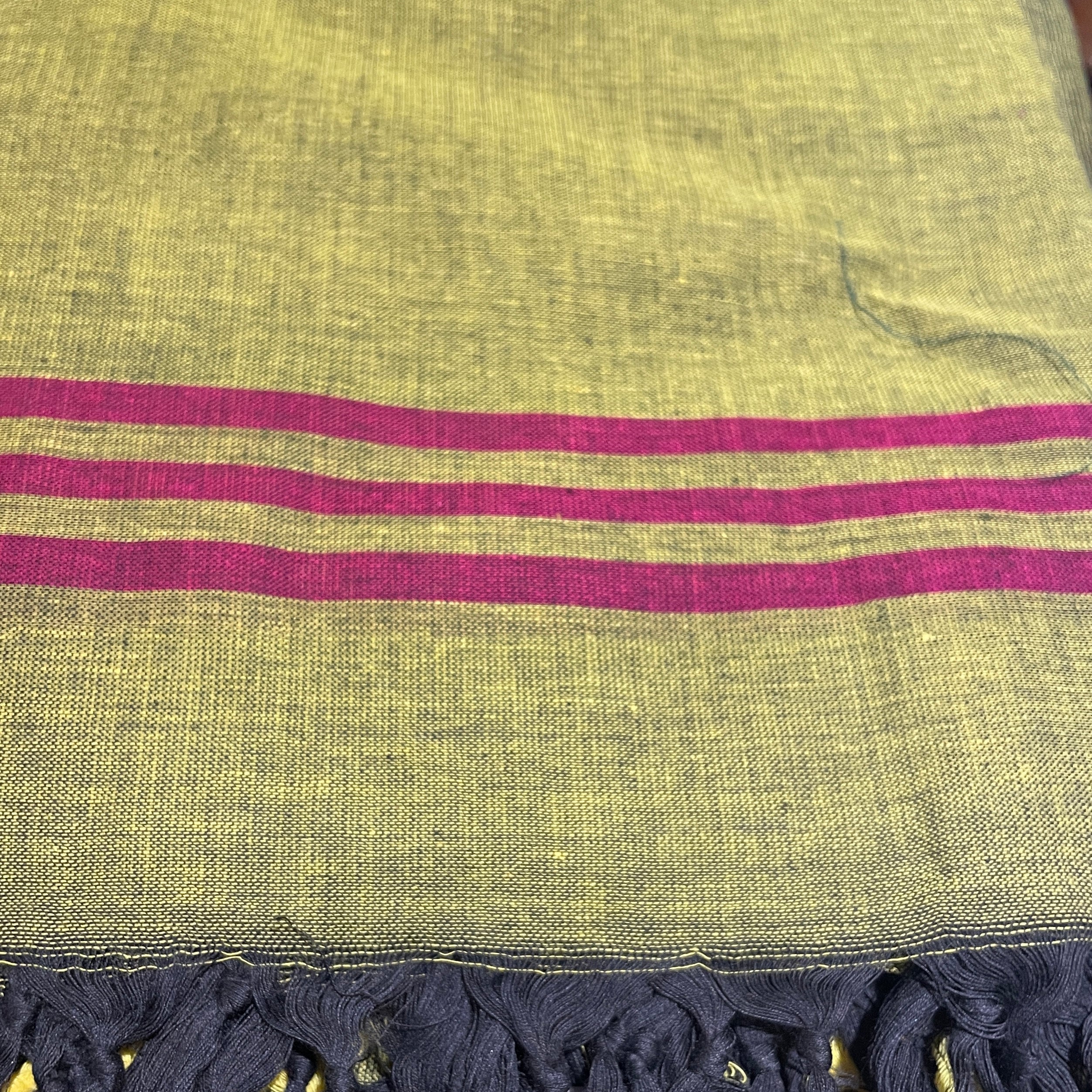 Handwoven Cotton Khadi Stripe Shawls` - Vintage India NYC