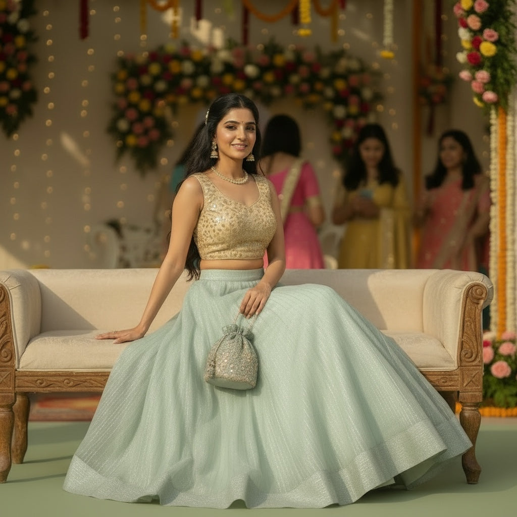 DT Iridescent Organza Lehengas - Colors - Vintage India NYC