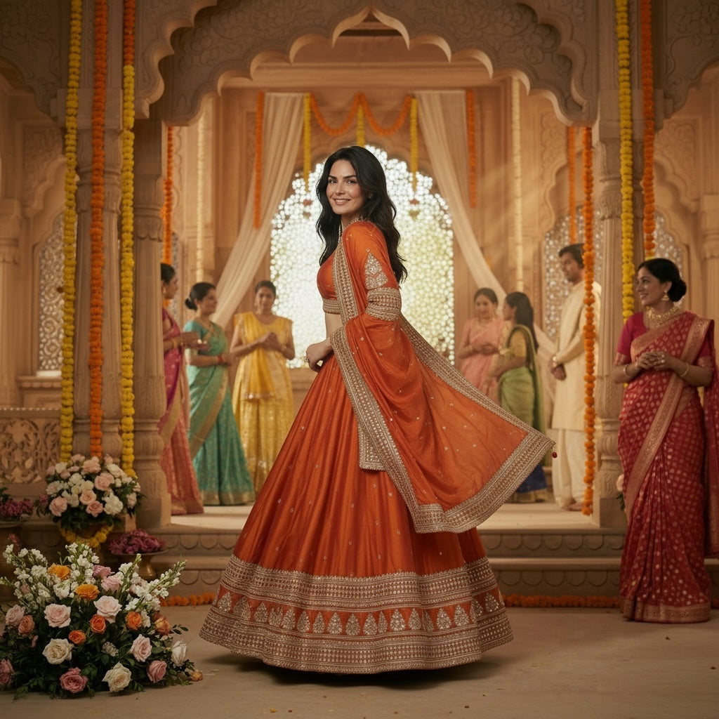 DT Butah Embroidered Lehengas-Colors - Vintage India NYC